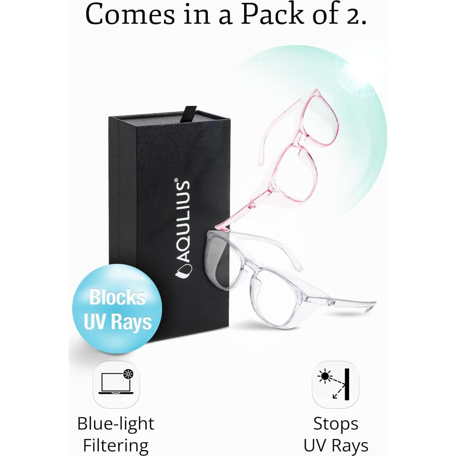 Gafas de Seguridad Aqulius 2 Pack Elegantes Rosa Transparente
