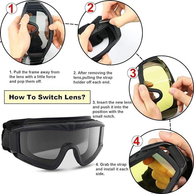 Gafas de Seguridad LEJUNJIE con 3 Lentes Intercambiables