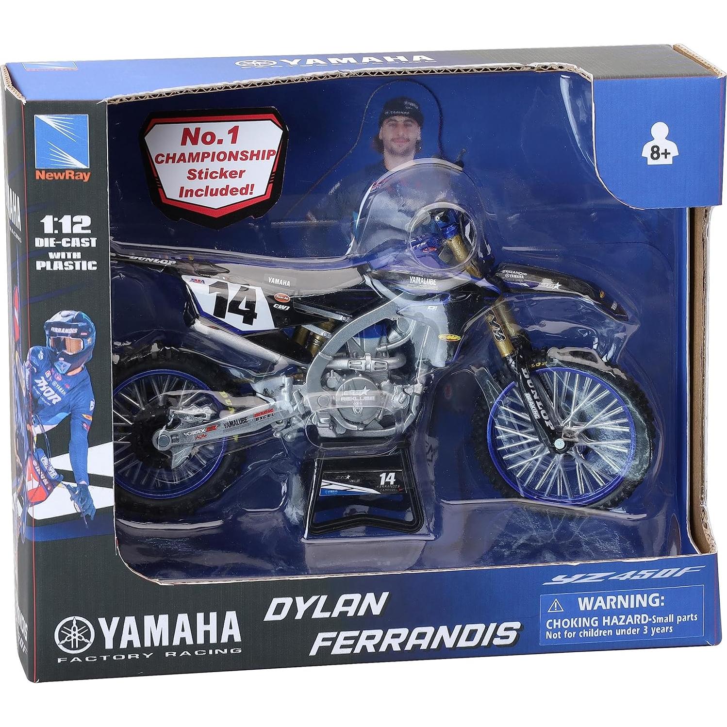 Motocicleta Diecast Yamaha YZ450F #14 Dylan Ferrandis 1:12
