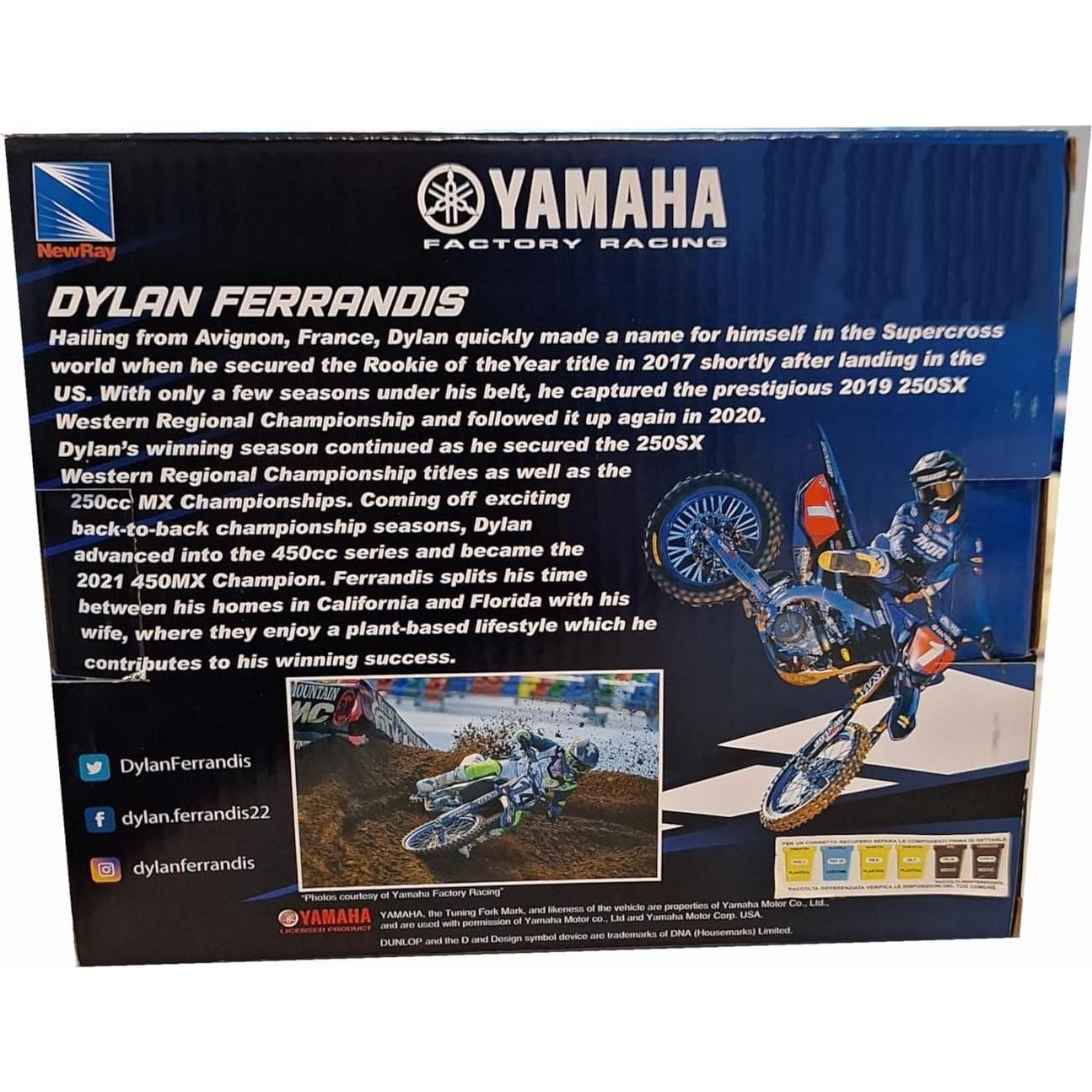 Motocicleta Diecast Yamaha YZ450F #14 Dylan Ferrandis 1:12