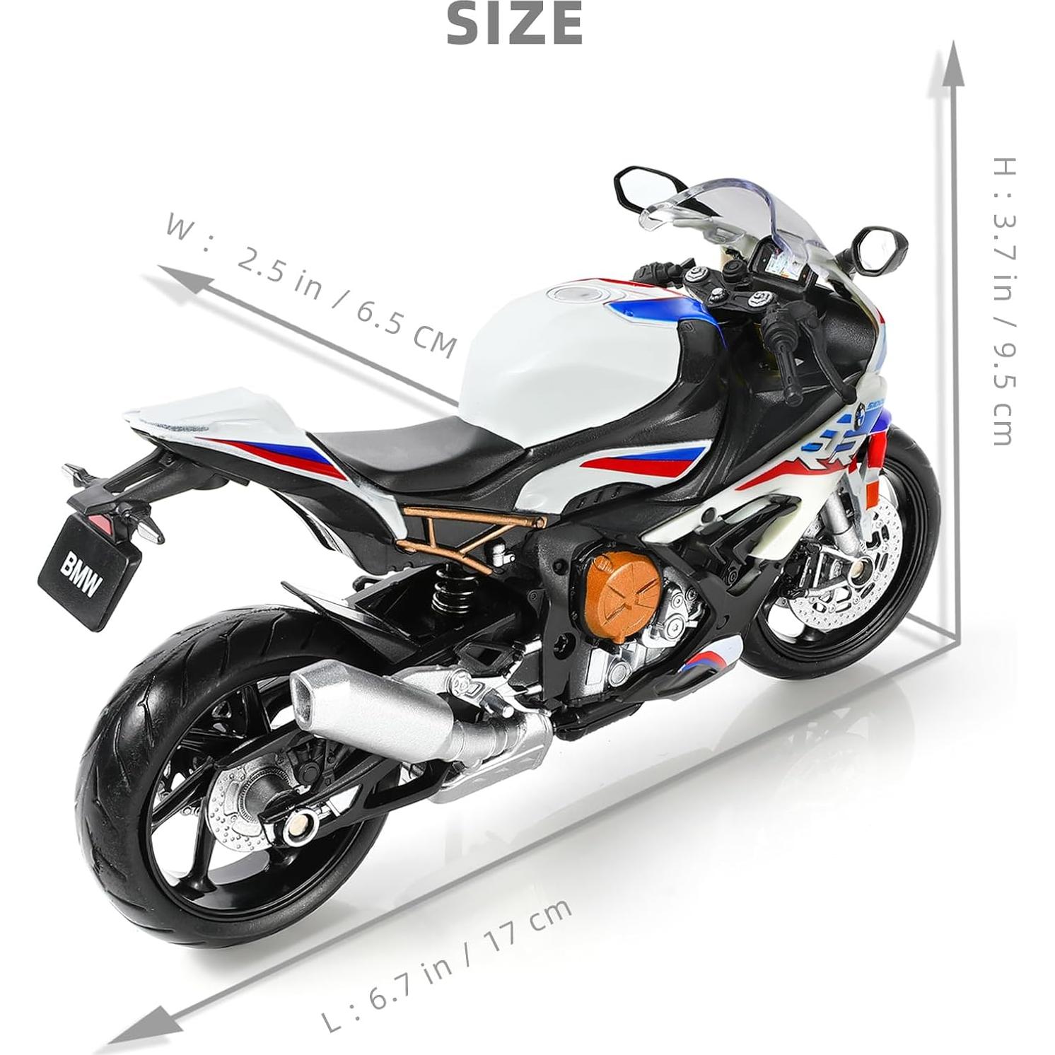 Modelo de Motocicleta S1000RR 1:12 MAKEDA Blanco Detalles Realistas