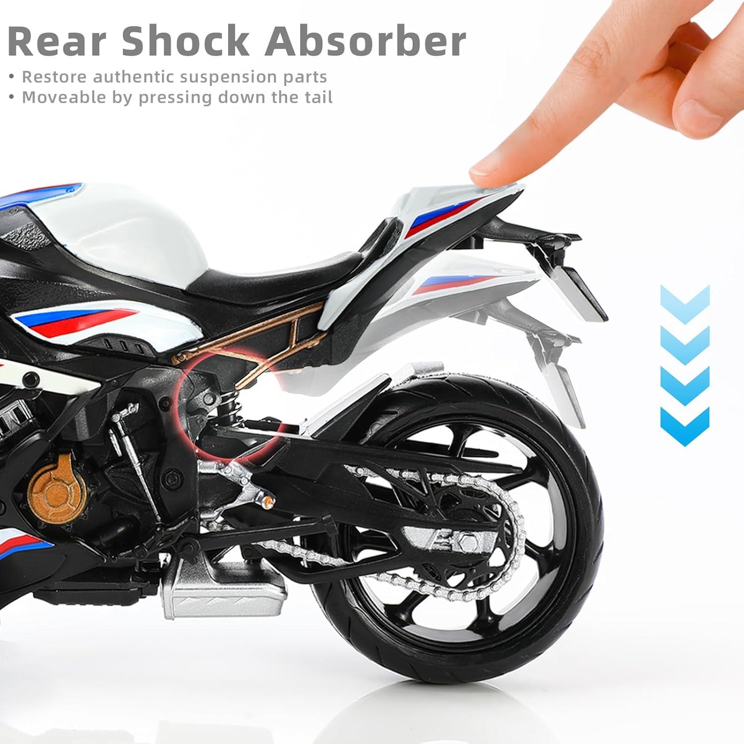 Modelo de Motocicleta S1000RR 1:12 MAKEDA Blanco Detalles Realistas