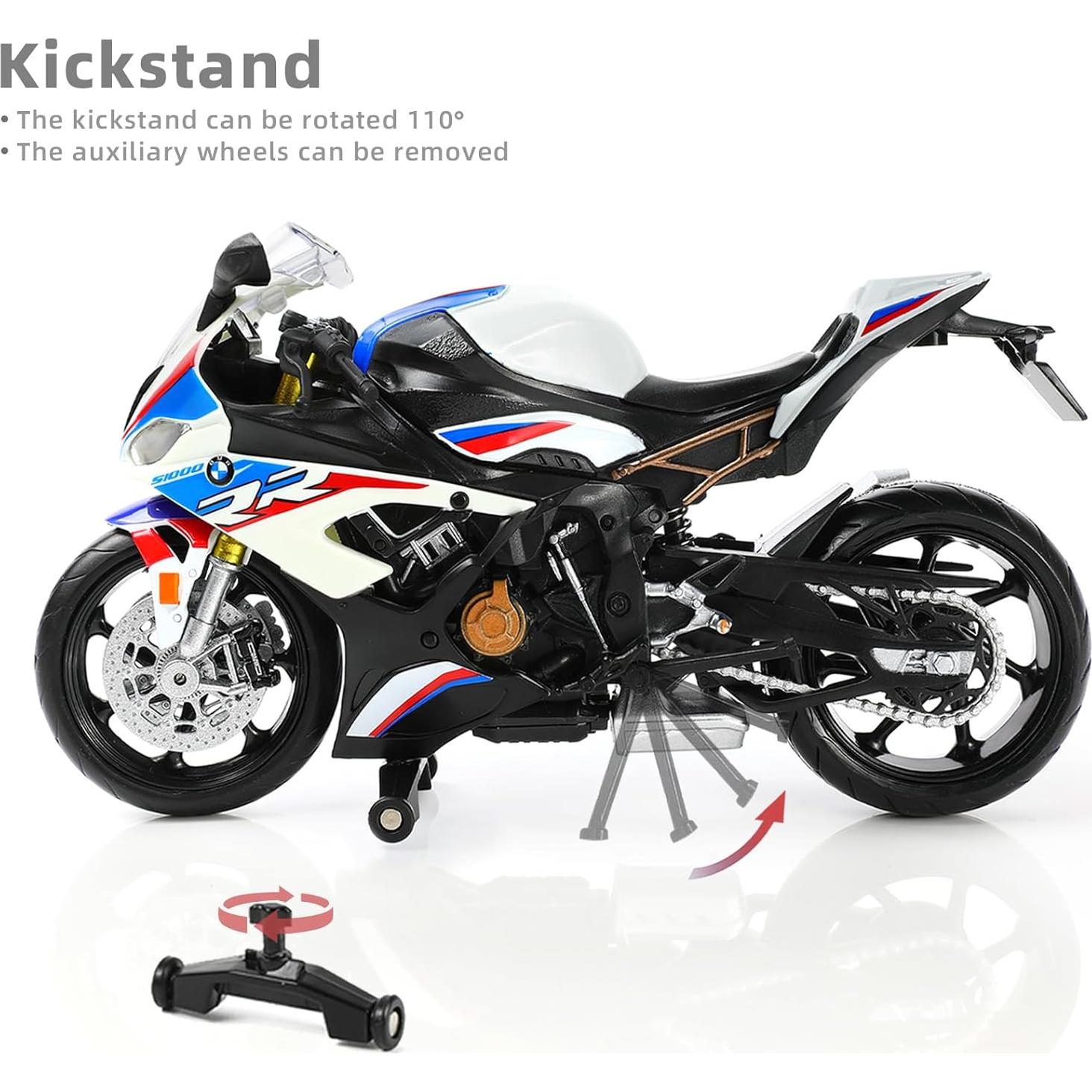 Modelo de Motocicleta S1000RR 1:12 MAKEDA Blanco Detalles Realistas