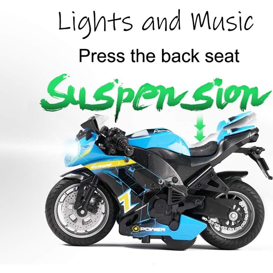 Motocicleta de Retroceso MINGYING66 con Música y Luces - Azul