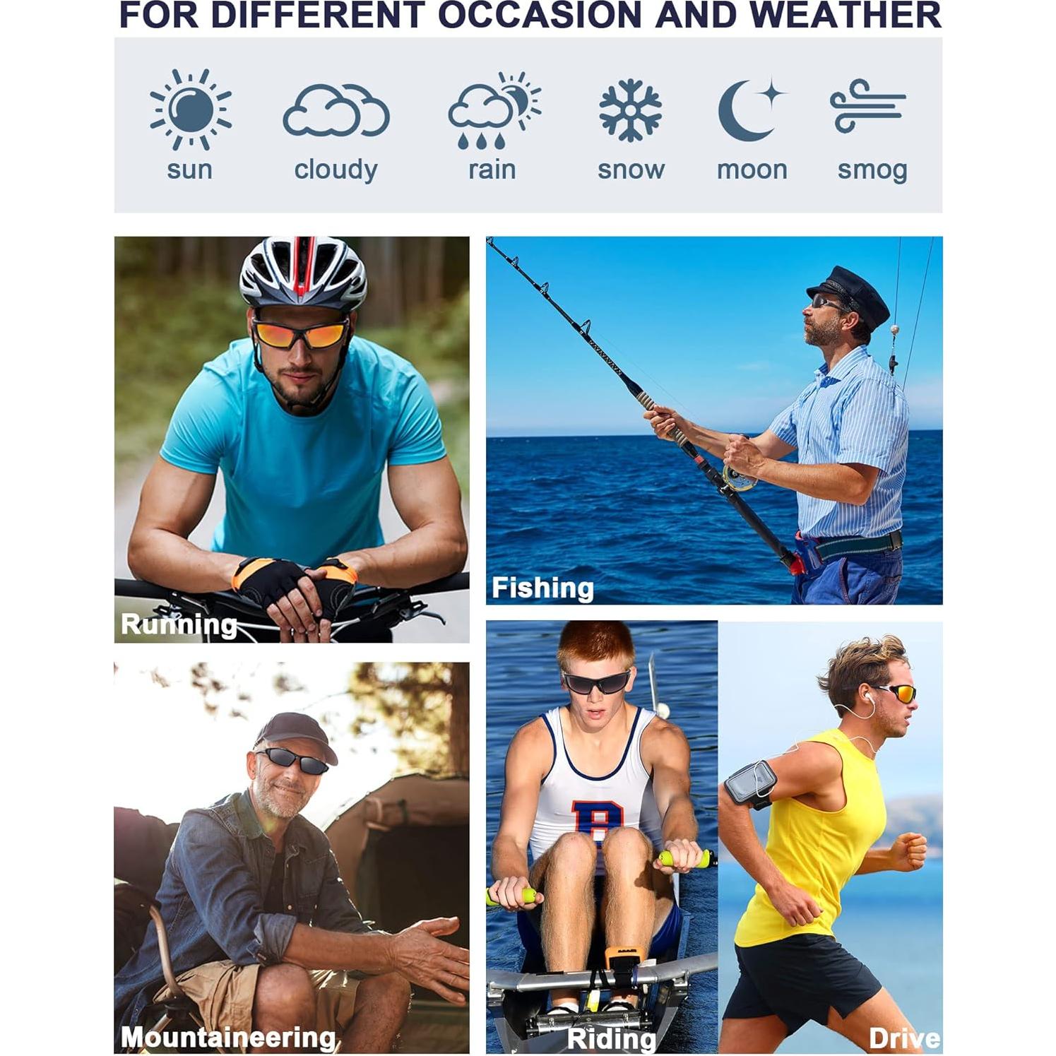 TOODOO 3 Pares Gafas de Sol Polarizadas para Ciclismo