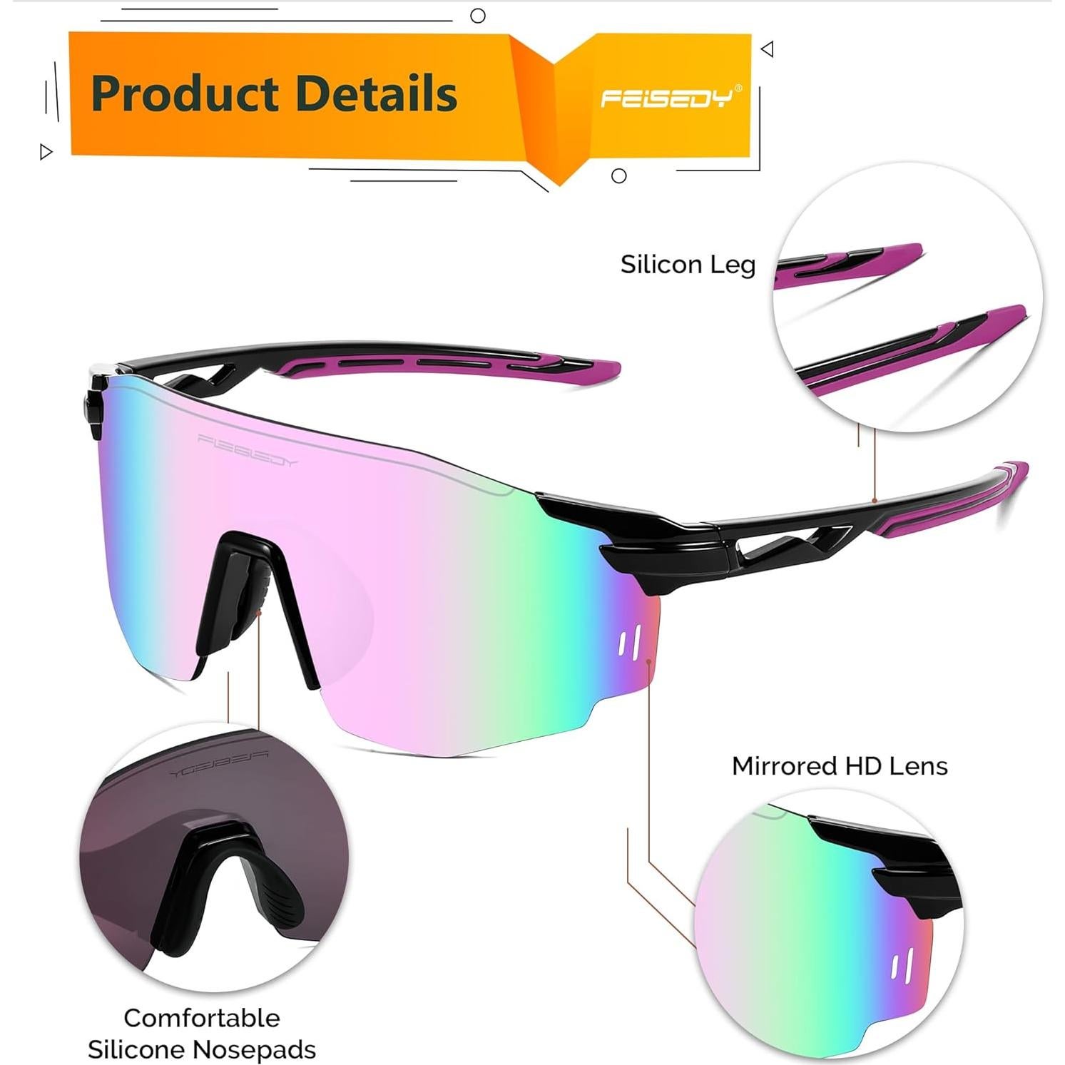 Gafas de sol deportivas FEISEDY TR90 unisex para ciclismo