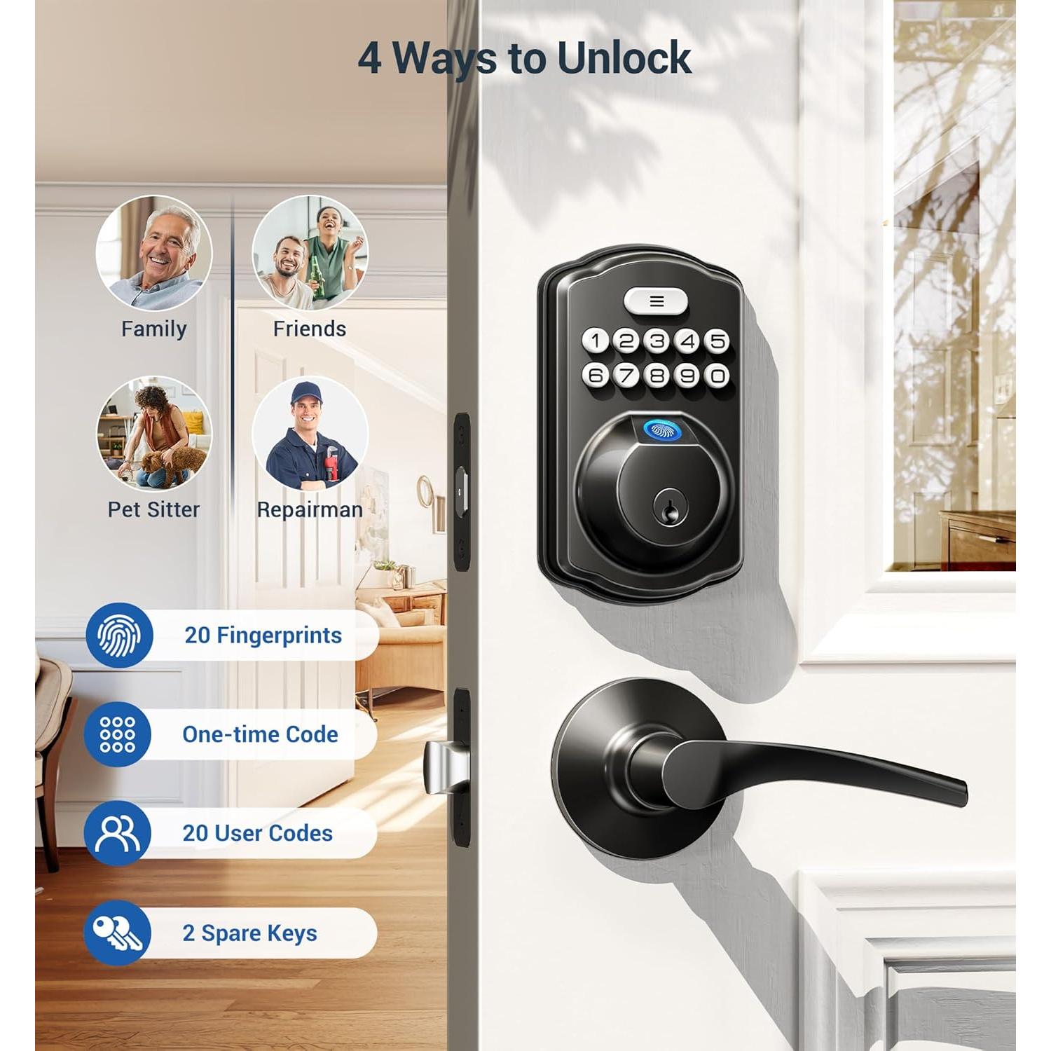 Cerradura Biométrica Veise KS02B con Teclado y 2 Manijas