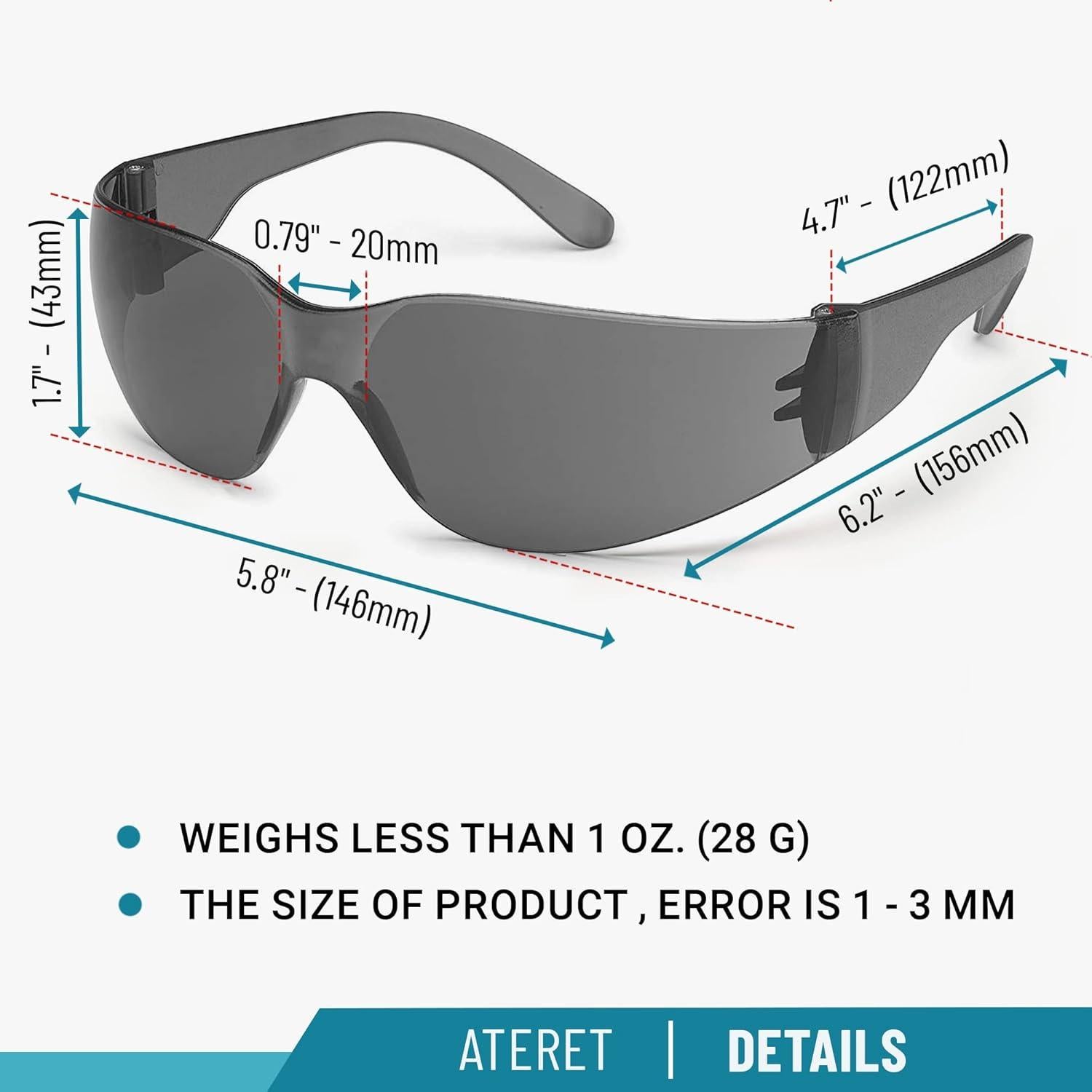 Gafas de Seguridad ATERET 24 Pares Policarbonato Gris