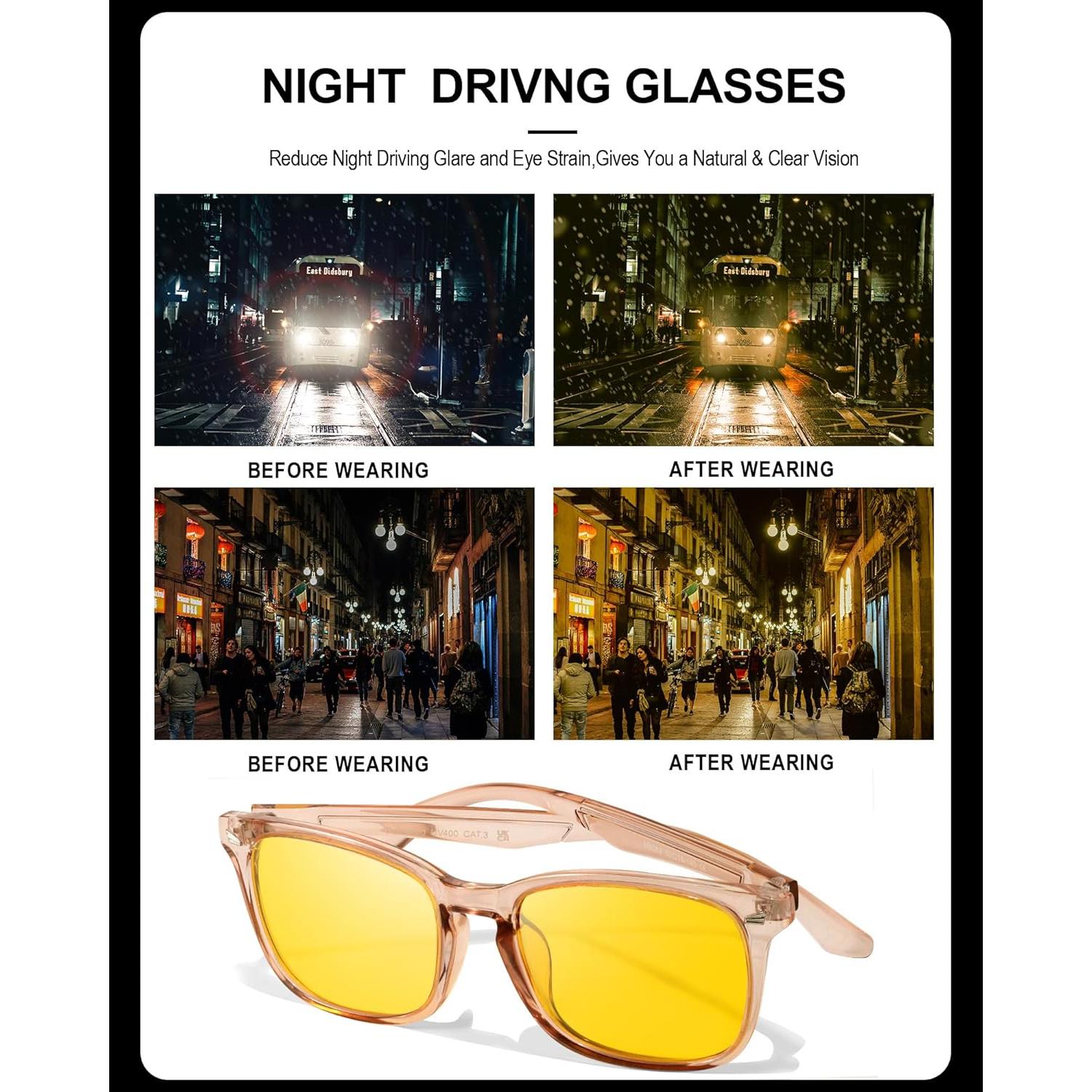 Gafas de Visión Nocturna TJUTR Amarillas Polarizadas