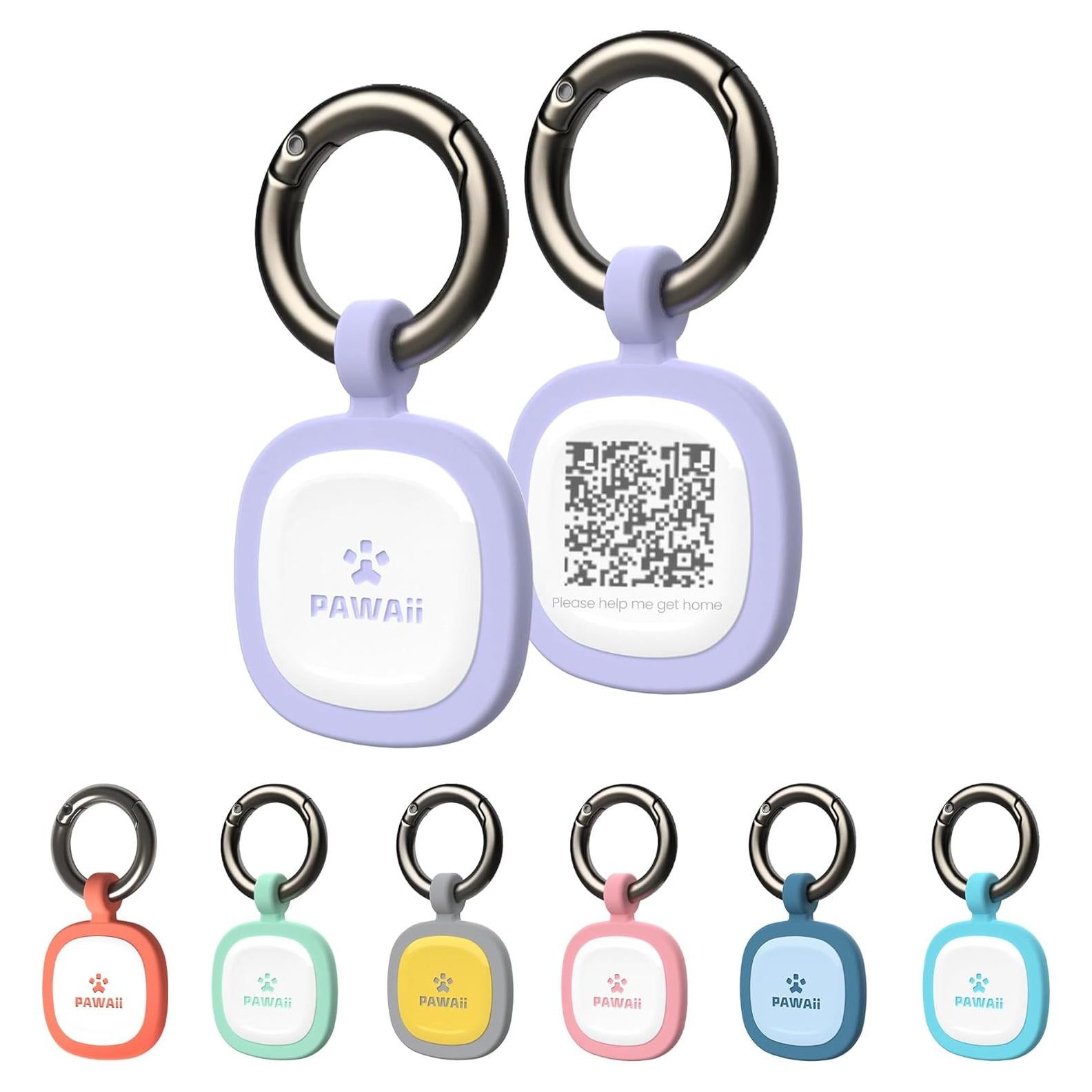 Etiqueta Identificación Mascotas Pawaii QR Silicona Púrpura