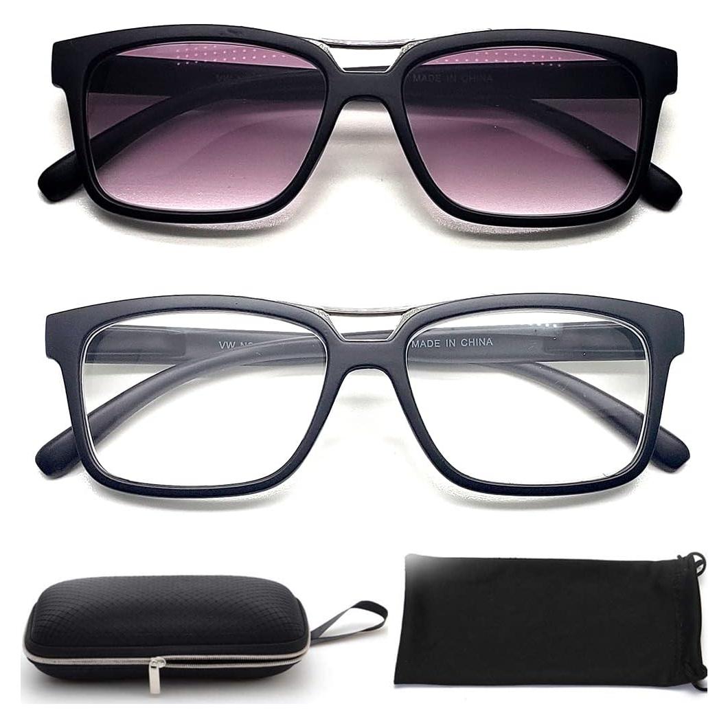 Gafas de miopía -2.50 Unisex 2 pares Rectangulares