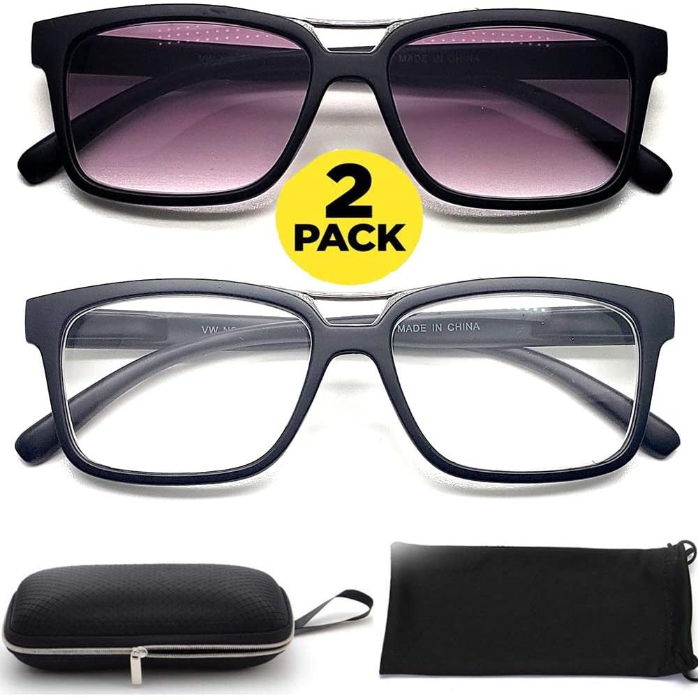 Gafas de miopía -2.50 Unisex 2 pares Rectangulares