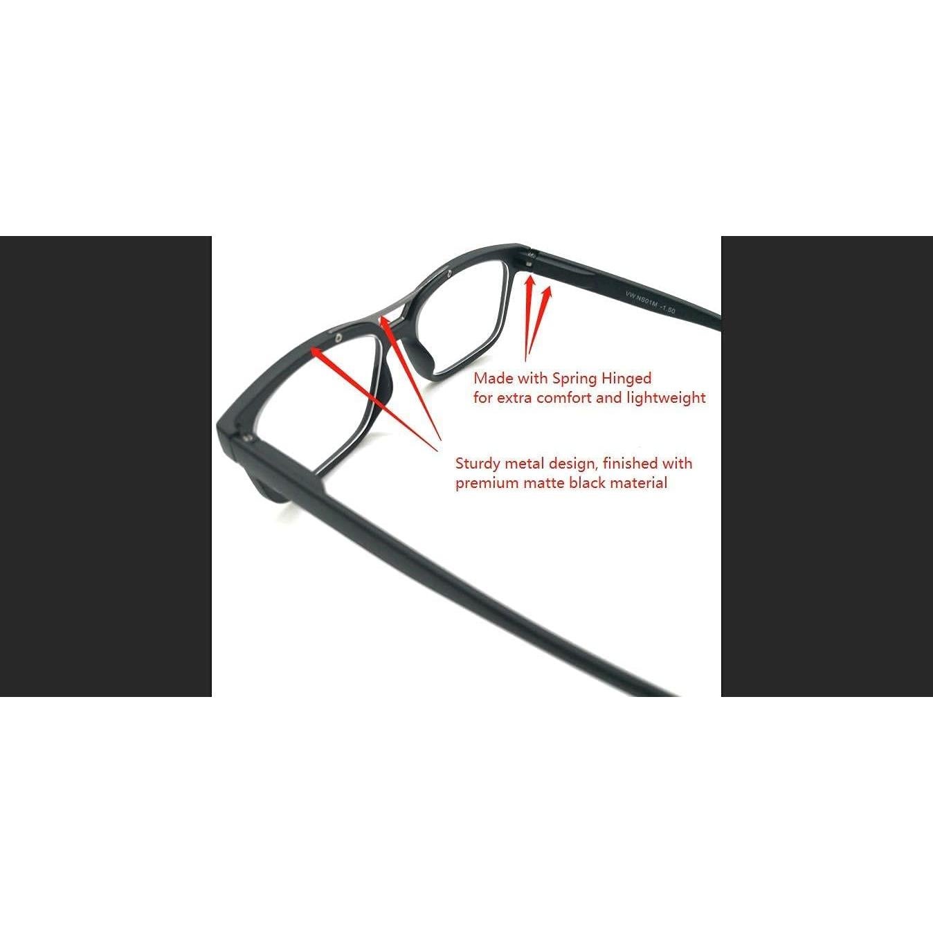 Gafas de miopía -2.50 Unisex 2 pares Rectangulares