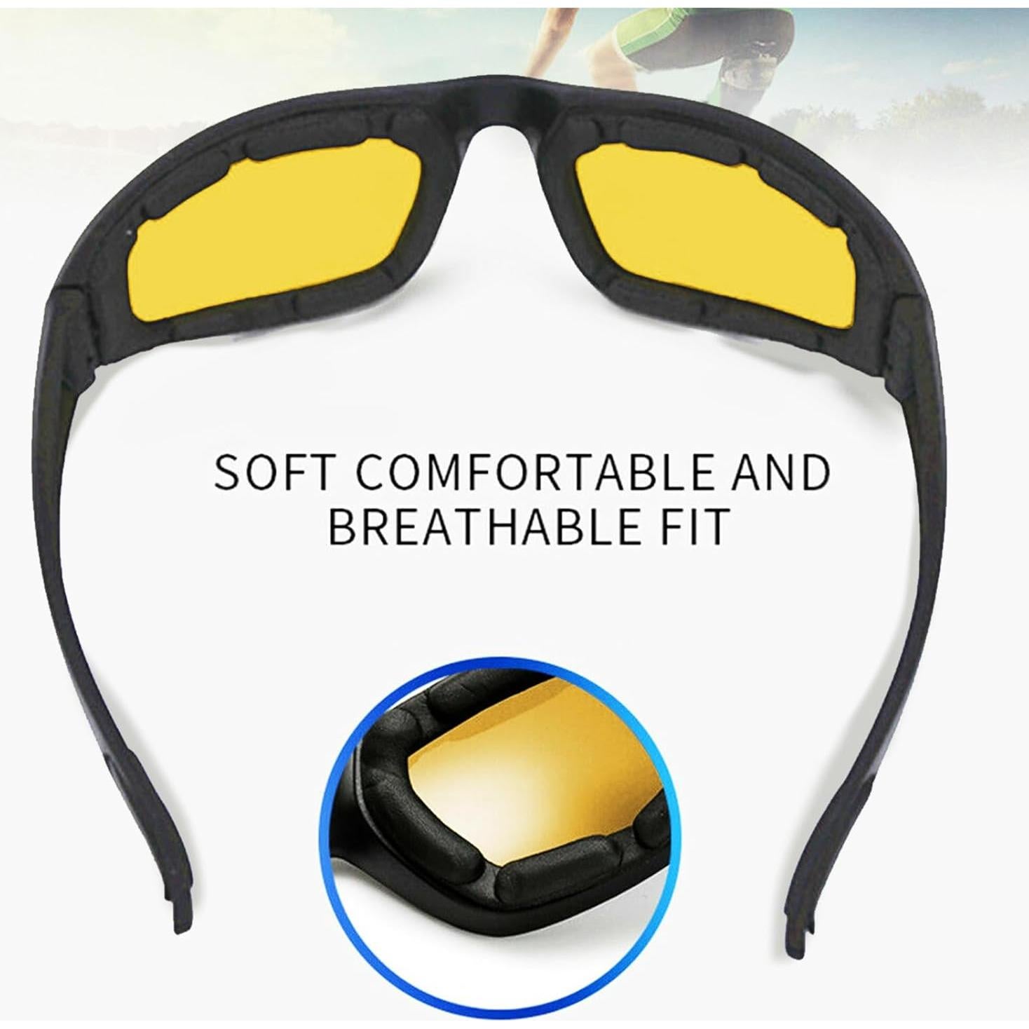 Gafas de Motocicleta Miaojian Hu con Lente Amarillo UV