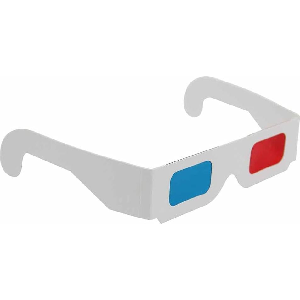 50 Pares Gafas 3D Rojas y Cian Cartón Marco Blanco