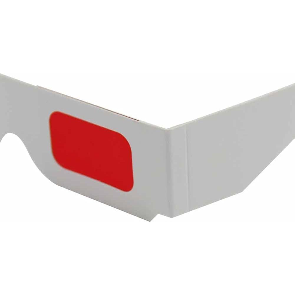 50 Pares Gafas 3D Rojas y Cian Cartón Marco Blanco