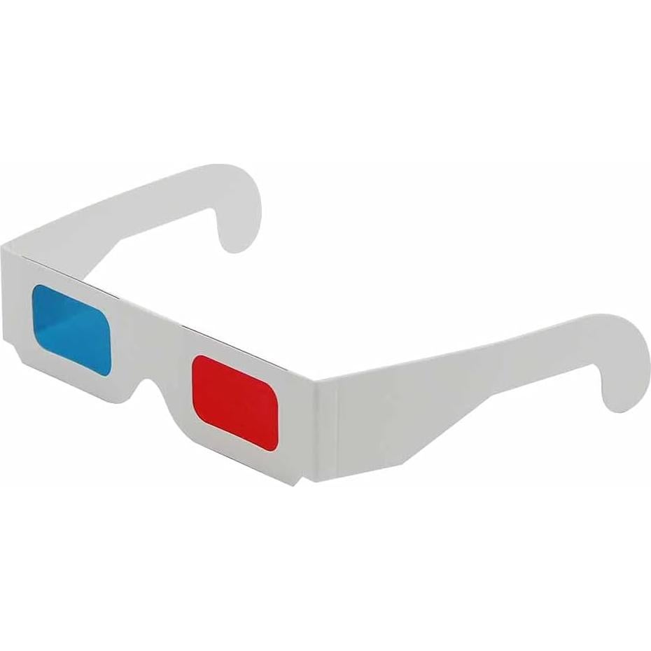 50 Pares Gafas 3D Rojas y Cian Cartón Marco Blanco