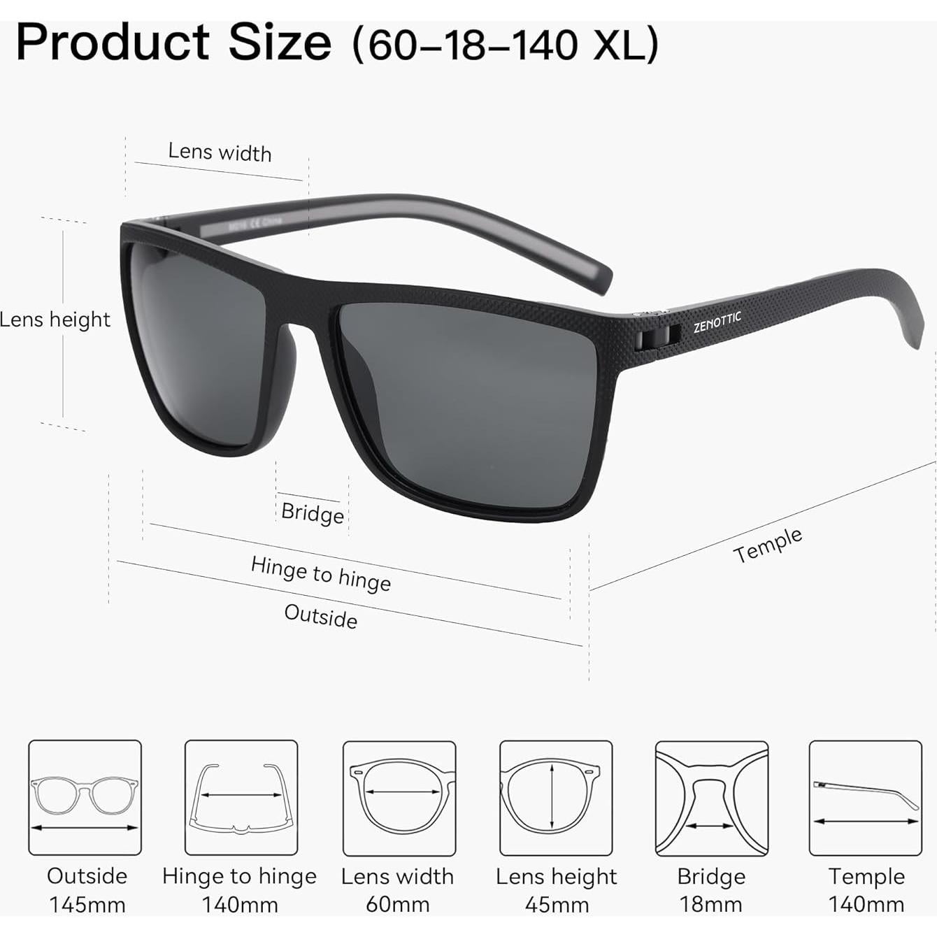 Gafas de sol ZENOTTIC para hombres con marco TR90 UV400