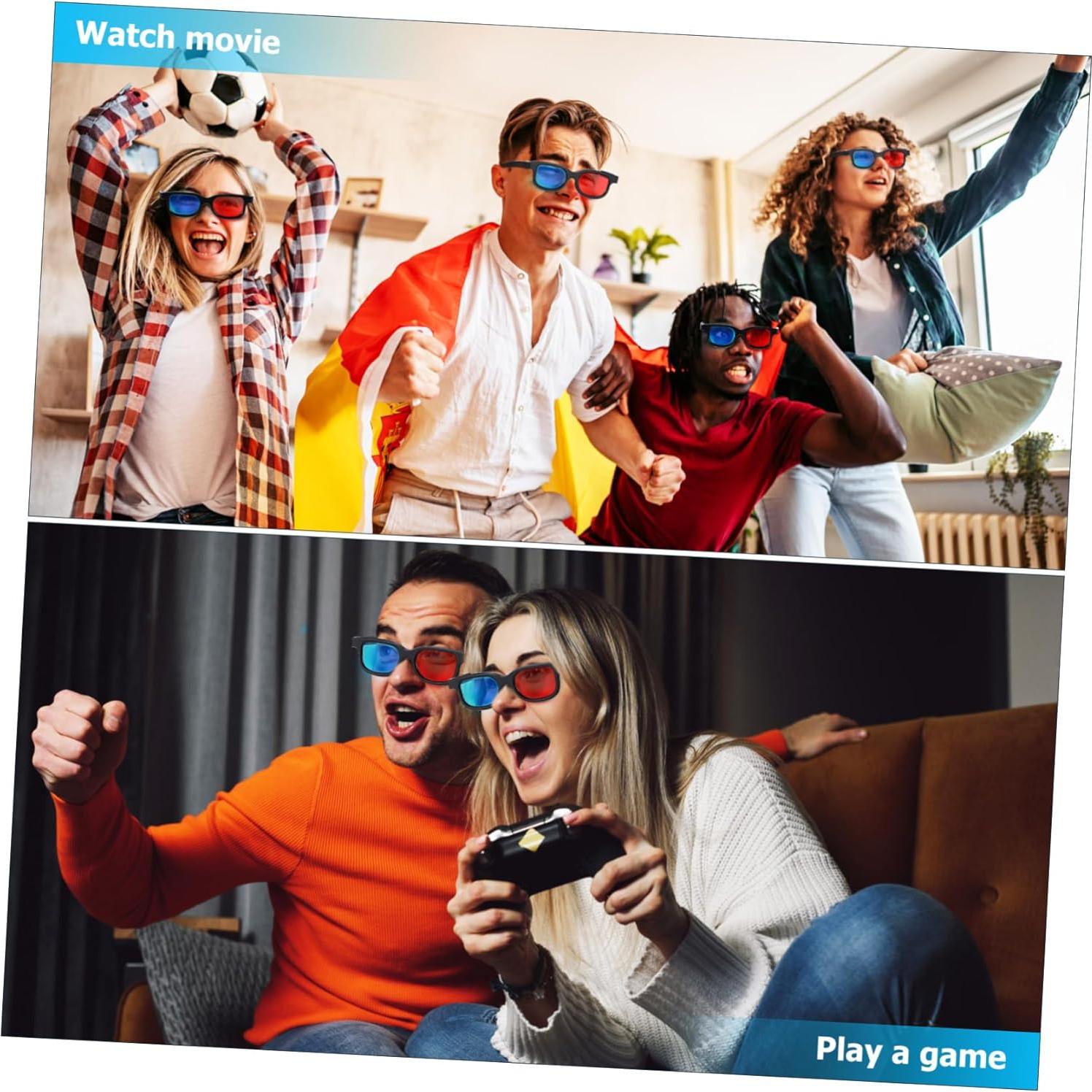 Gafas 3D Gadpiparty 10 Pcs Rojo-Azul Lentes Resina