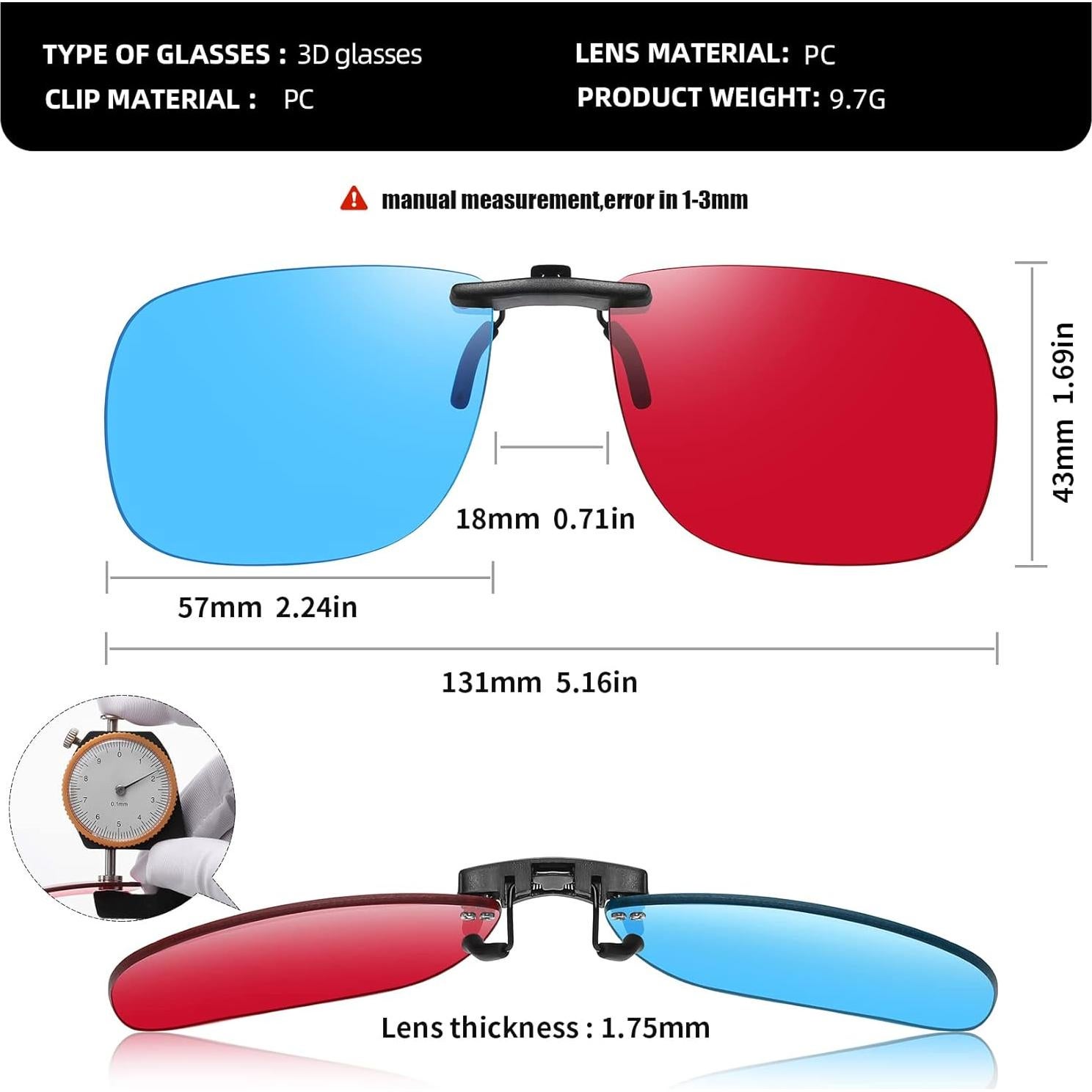 Gafas 3D Anaglifo Clip On AoHeng AH-019 Ligeras y Claras