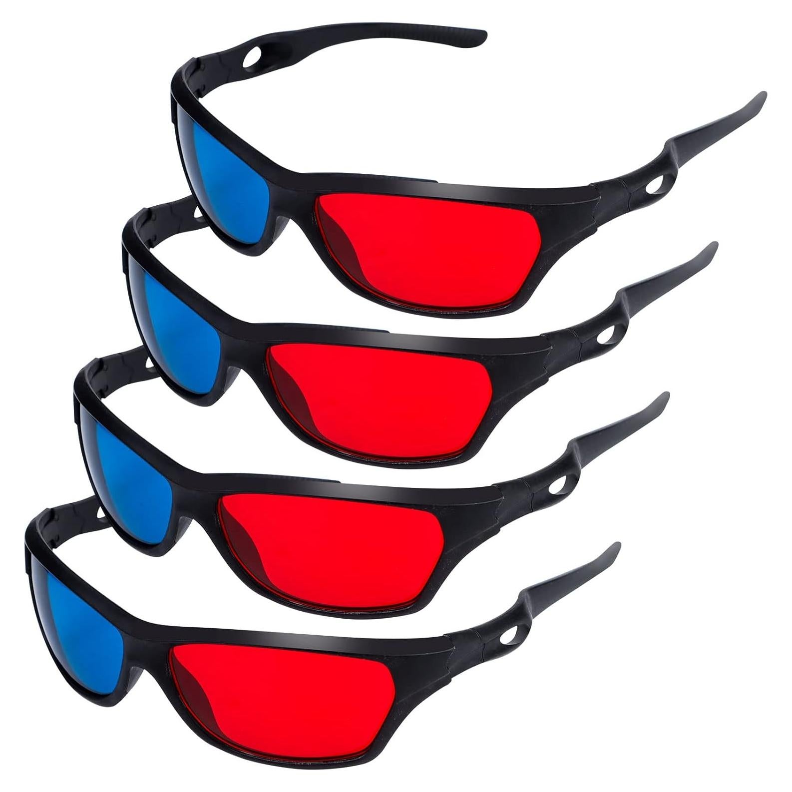 Paquete de 4 Gafas 3D Rojas Azules Craftshou para Películas
