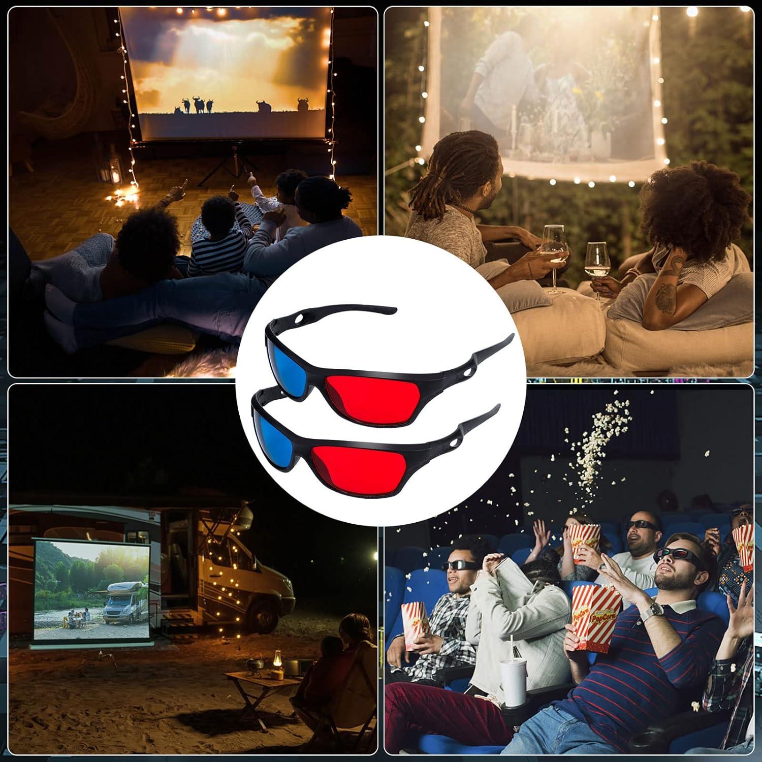 Paquete de 4 Gafas 3D Rojas Azules Craftshou para Películas