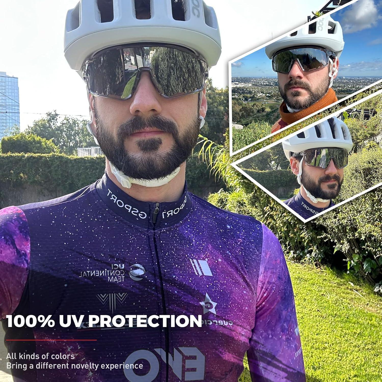 Gafas de Ciclismo KAPVOE Polarizadas TR90 3 Lentes UV400