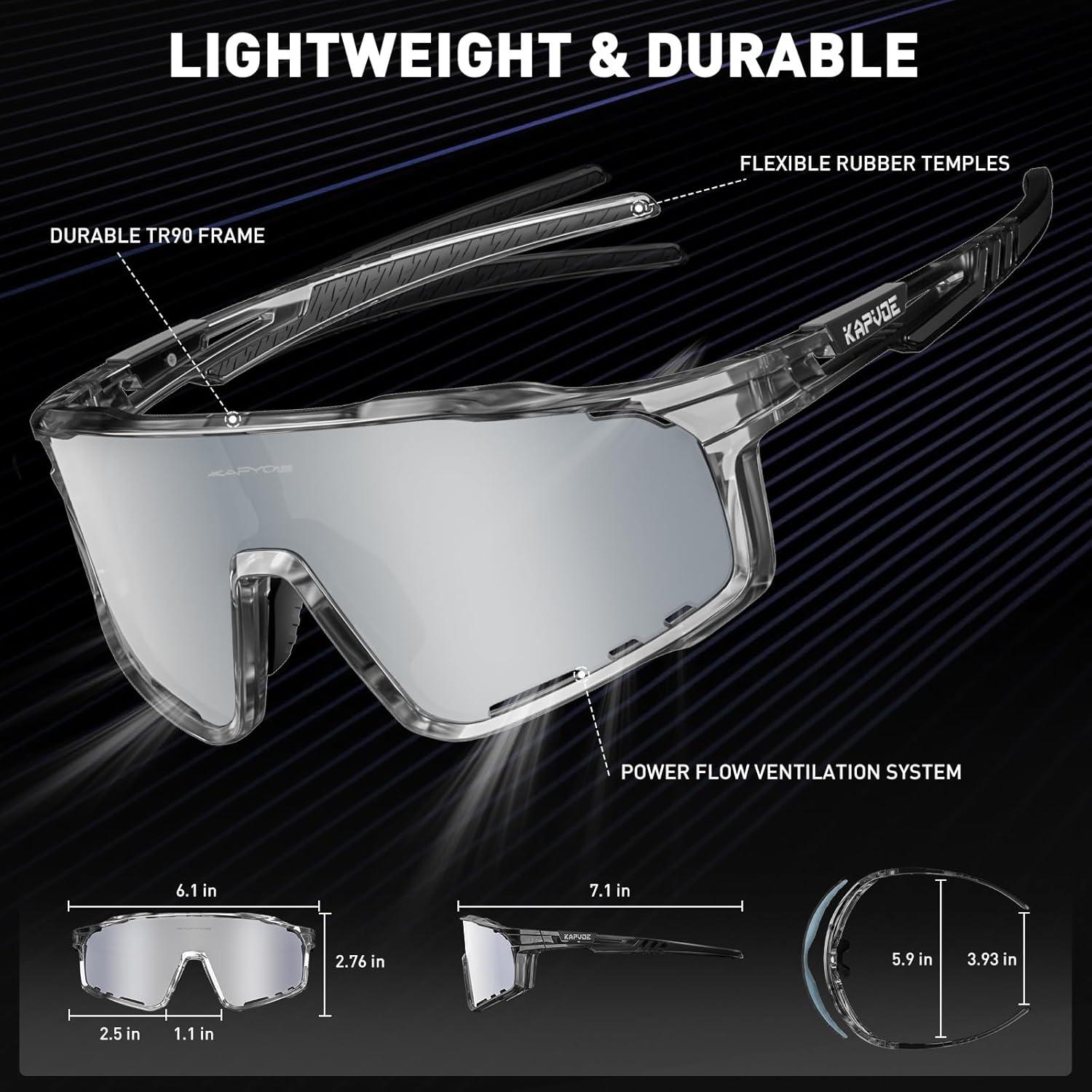 Gafas de Ciclismo KAPVOE Polarizadas TR90 3 Lentes UV400