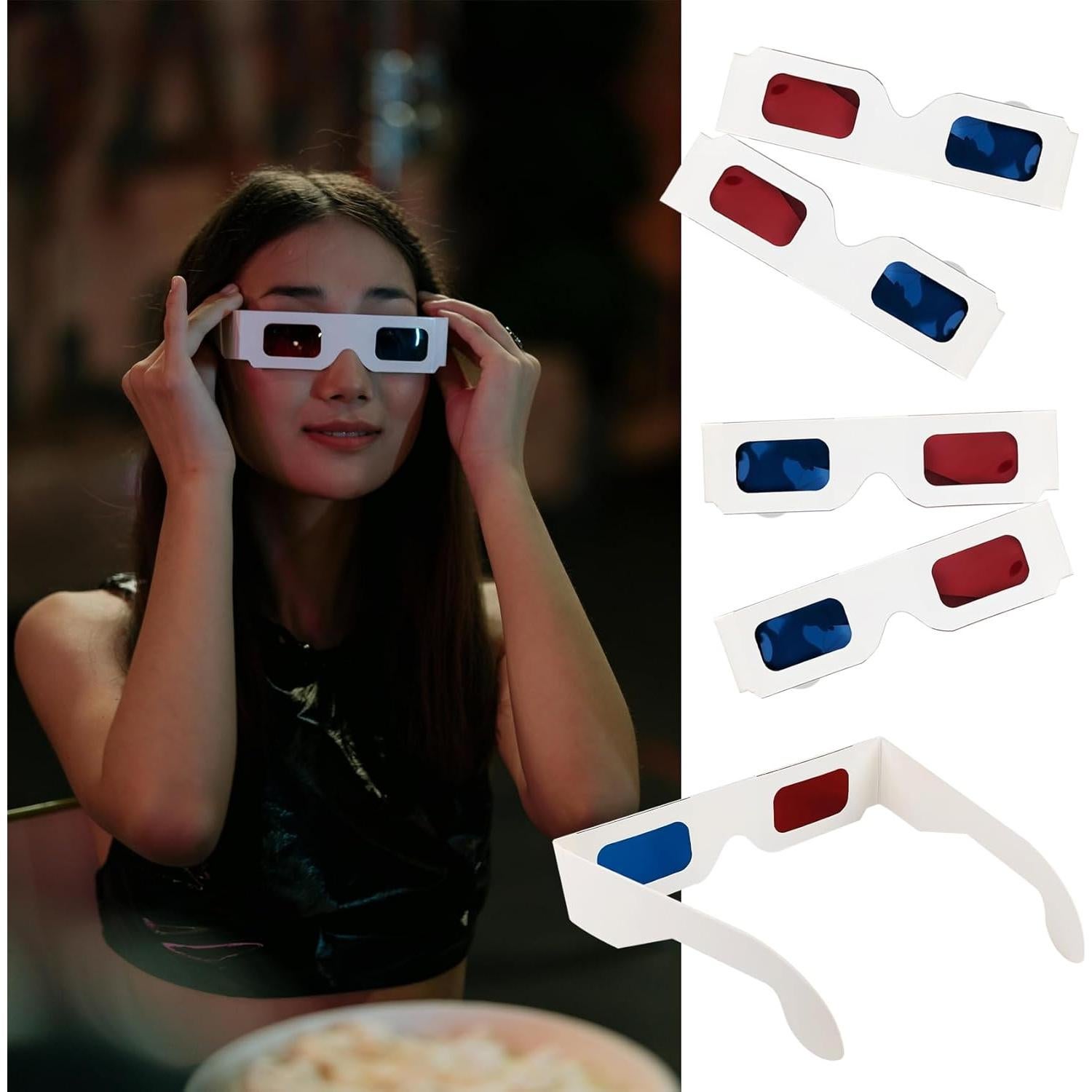 5 Pares de Gafas 3D YUEBOSUL Rojo Azul Plegables