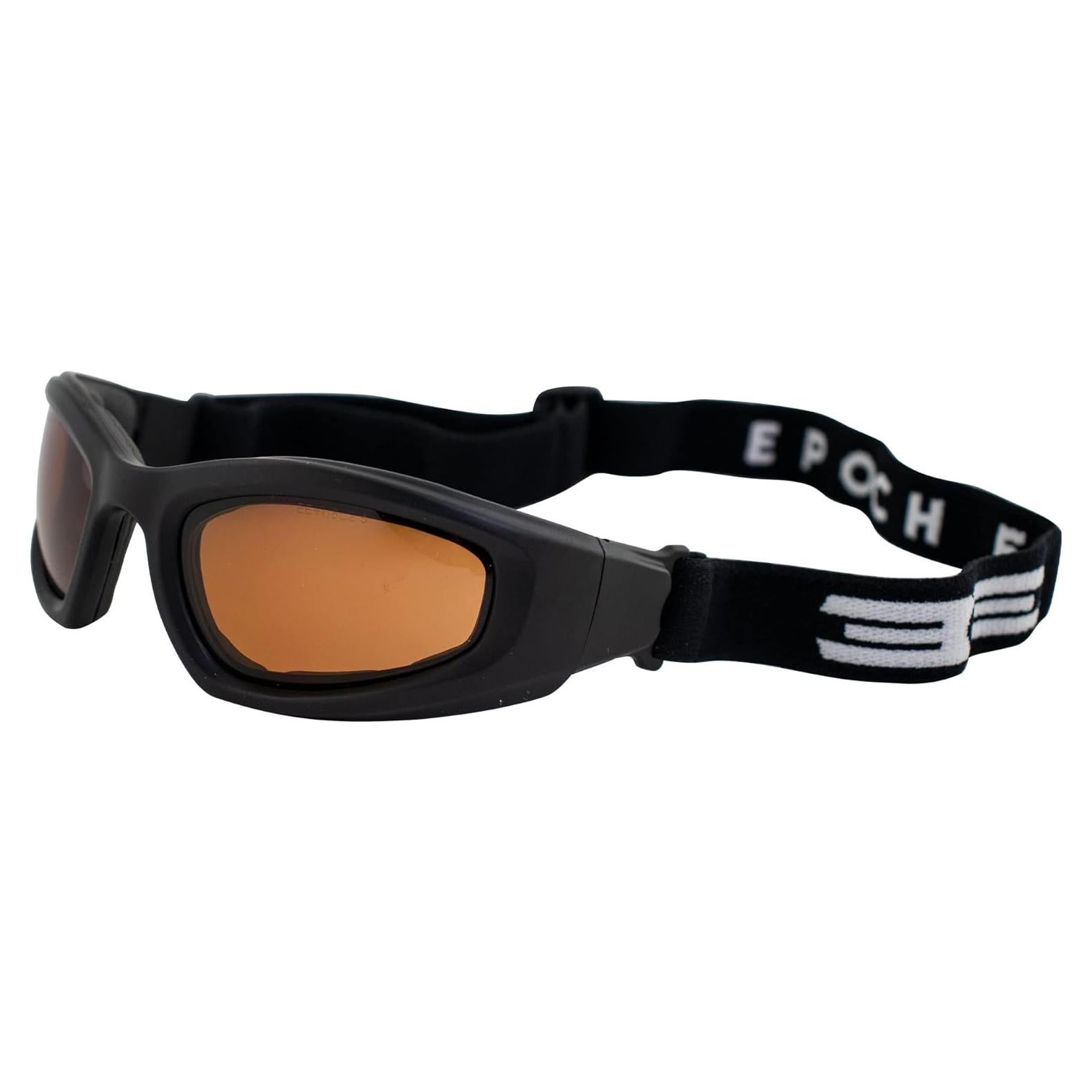 Gafas de Motocicleta Epoch Eyewear Negras con Lente Ámbar
