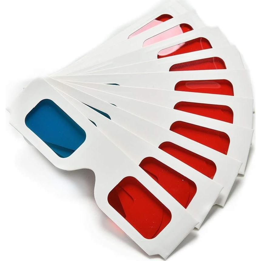 100 Pares Gafas 3D de Cartón eLUUGIE Anaglifo Rojo Cian