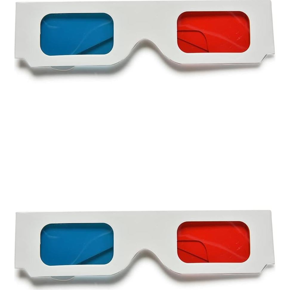 100 Pares Gafas 3D de Cartón eLUUGIE Anaglifo Rojo Cian