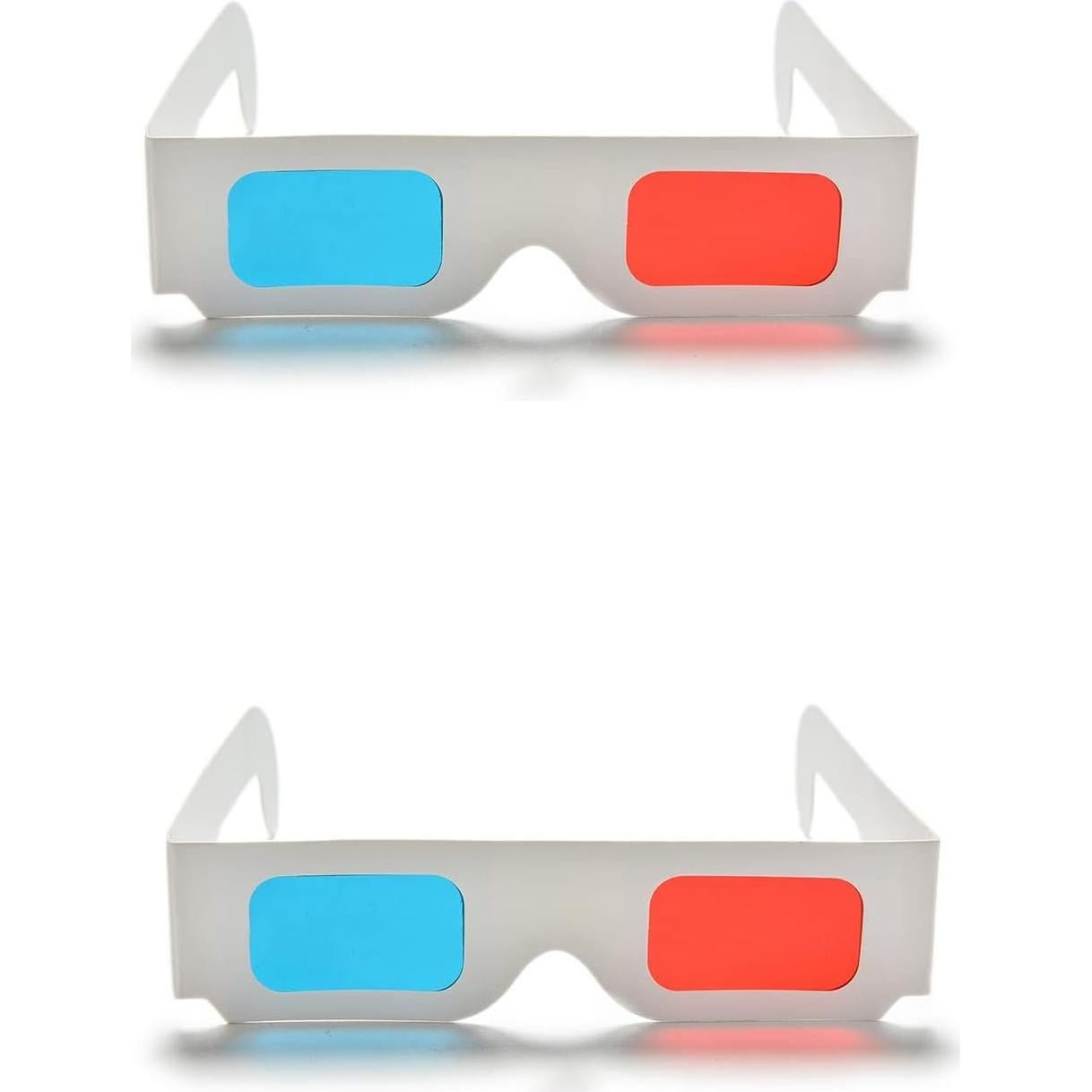 100 Pares Gafas 3D de Cartón eLUUGIE Anaglifo Rojo Cian