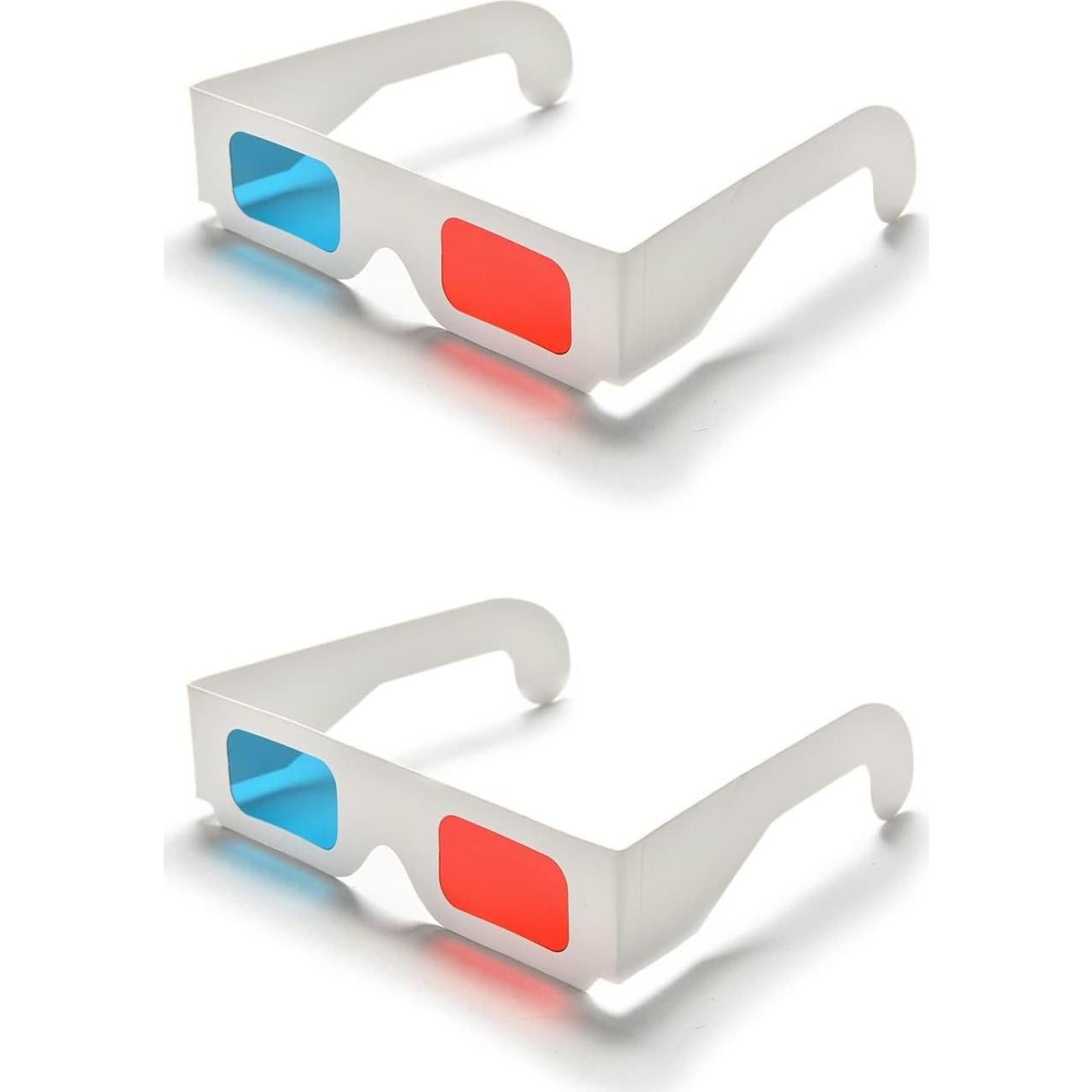 100 Pares Gafas 3D de Cartón eLUUGIE Anaglifo Rojo Cian