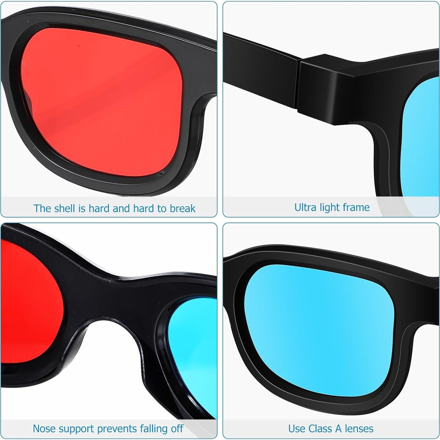 Gafas 3D Anaglifo 10 Pcs Lentes Rojos Reutilizables