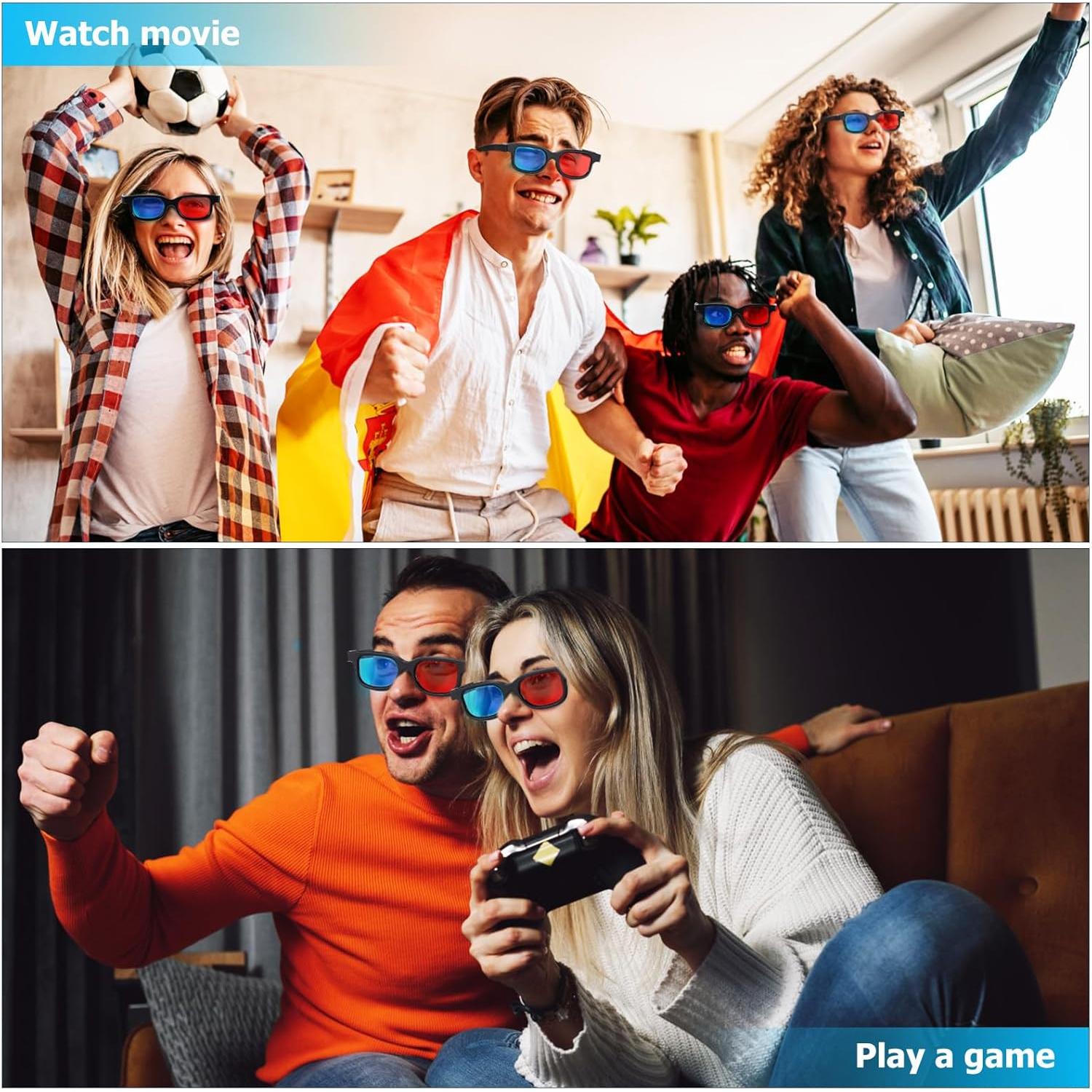 Gafas 3D Anaglifo 10 Pcs Lentes Rojos Reutilizables