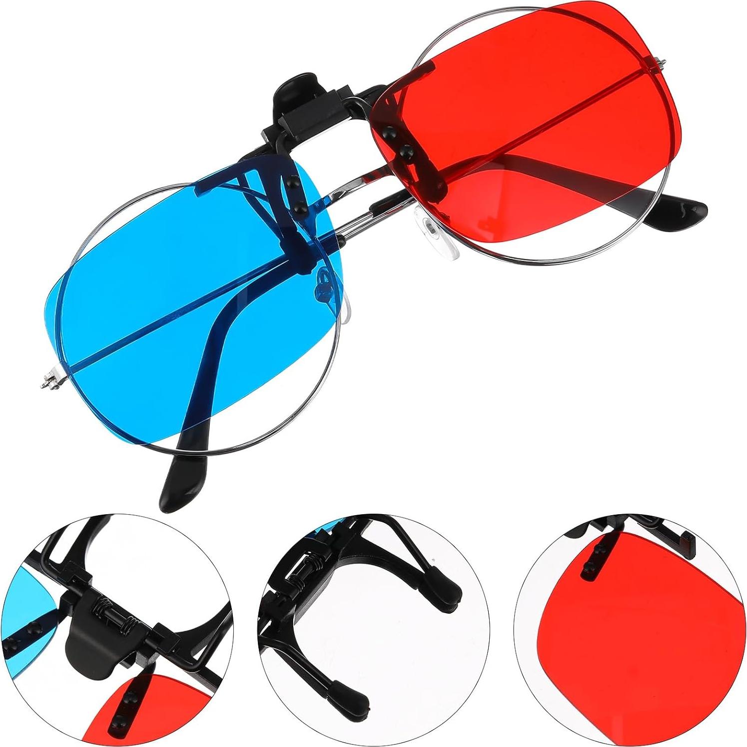 Clip de Gafas 3D Rojo Azul Milisten - 3 Piezas para Miopía