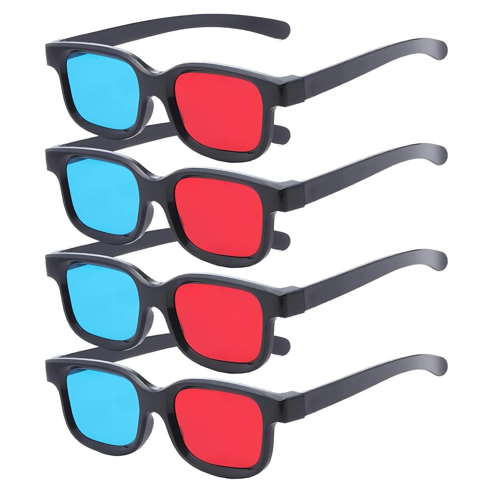 Gafas 3D Rojo-Azul TOUMEI para Películas y Juegos - 4 Pcs