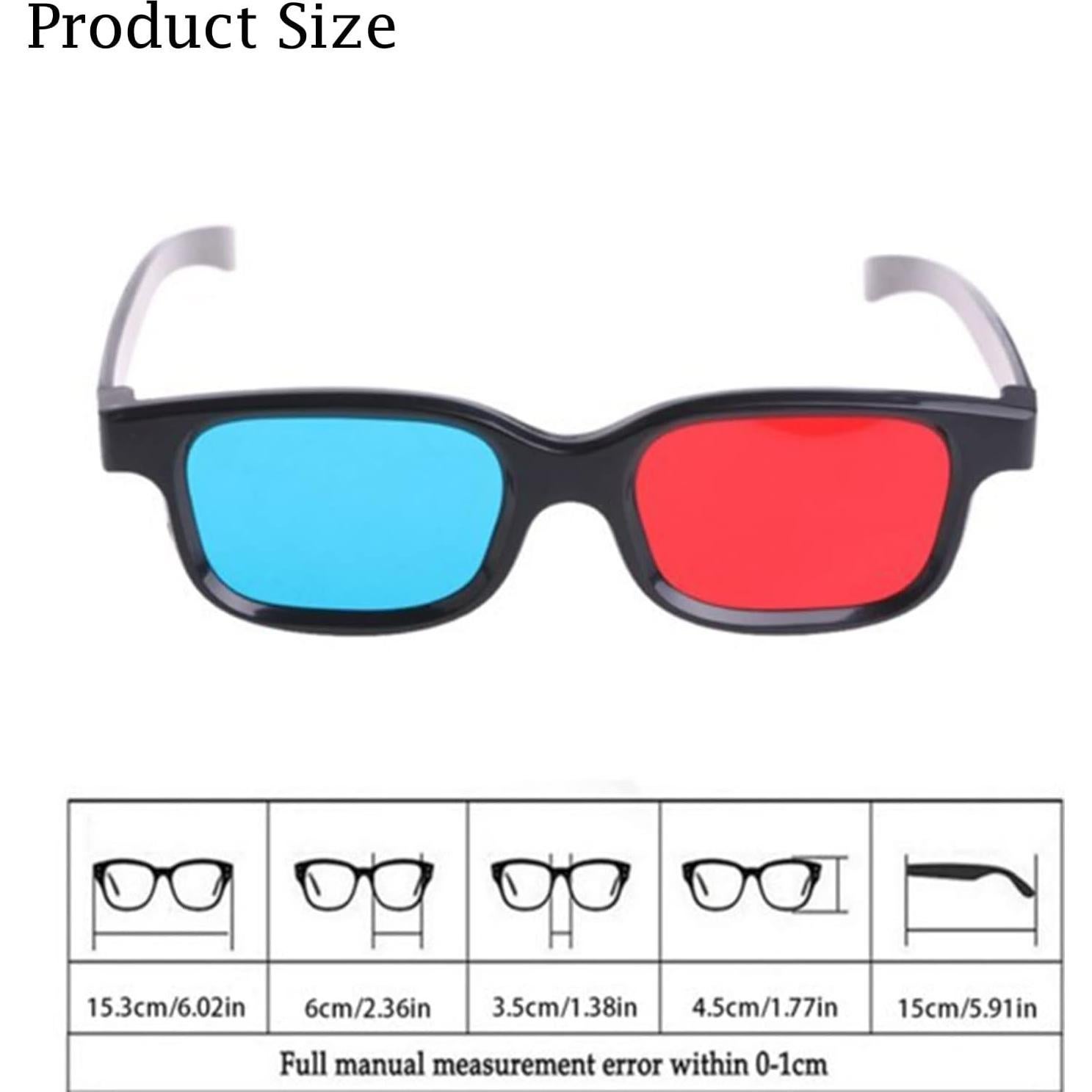 Gafas 3D Rojo-Azul TOUMEI para Películas y Juegos - 4 Pcs