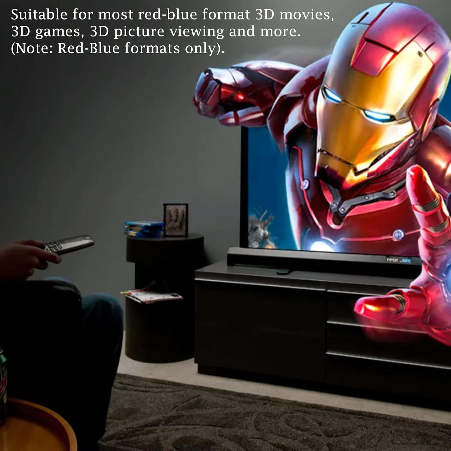 Gafas 3D Rojo-Azul TOUMEI para Películas y Juegos - 4 Pcs