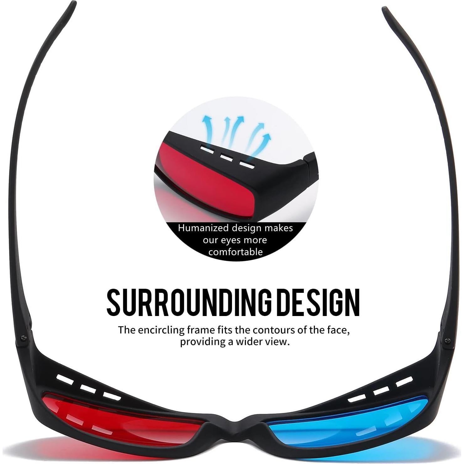 Gafas 3D Anaglifo AoHeng Marco Grande para Películas 3D