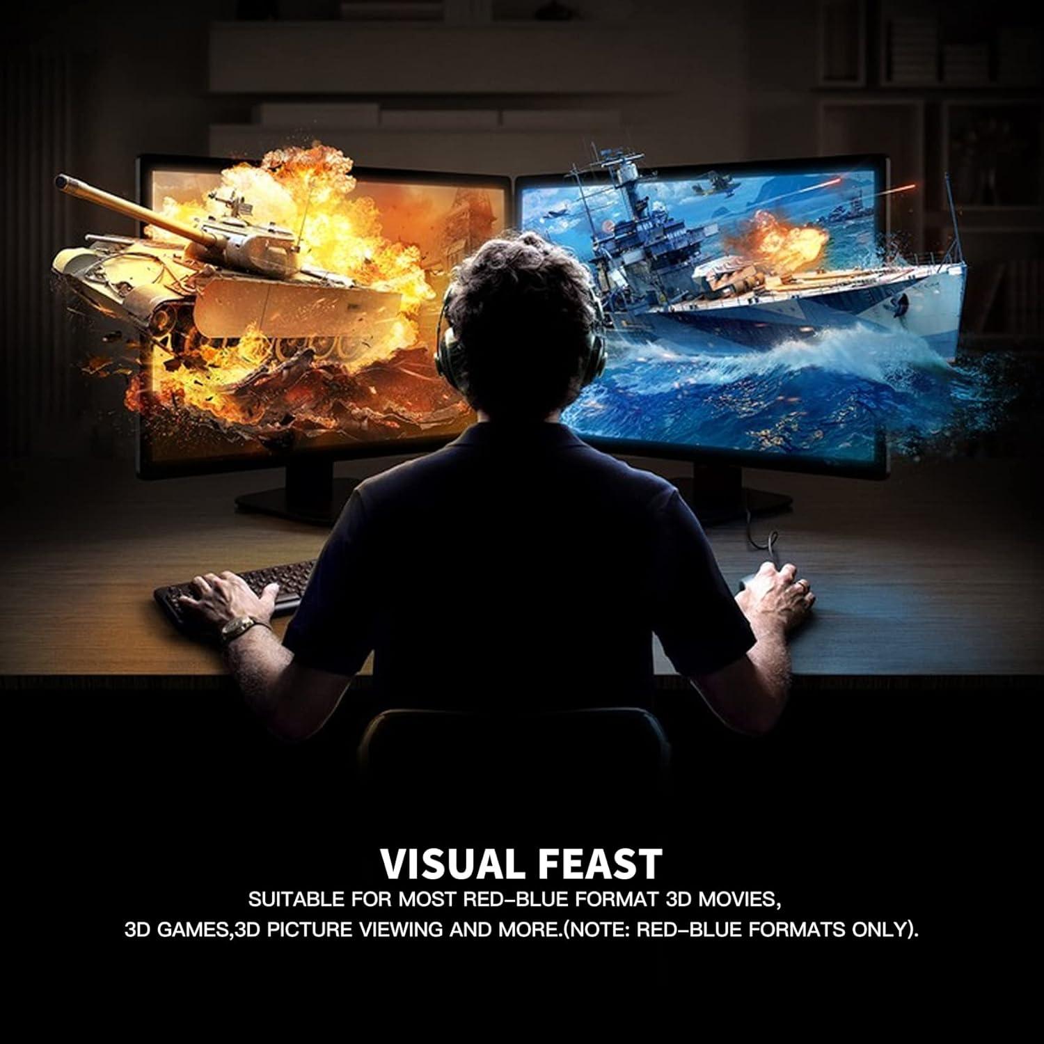 Gafas 3D Anaglifo AoHeng Marco Grande para Películas 3D