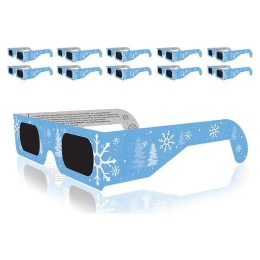 Gafas 3D Navidad GSM Brands - Paquete de 10 Copos de Nieve