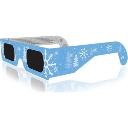 Gafas 3D Navidad GSM Brands - Paquete de 10 Copos de Nieve