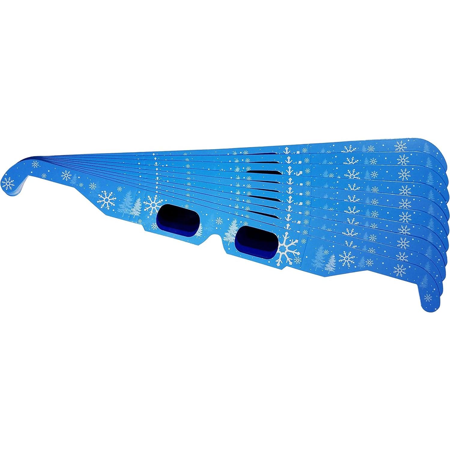 Gafas 3D Navidad GSM Brands - Paquete de 10 Copos de Nieve