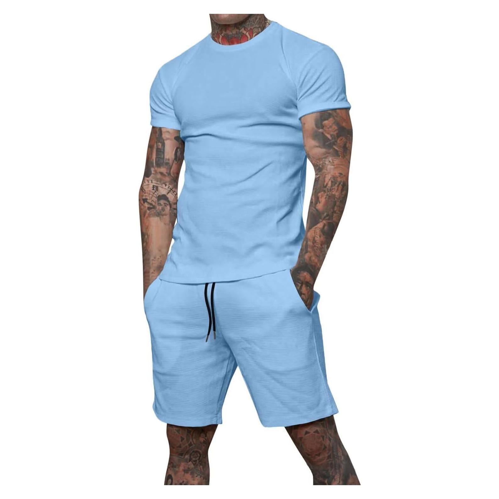 Conjunto Corto para Hombre Uni Clau 2 Piezas Azul Claro