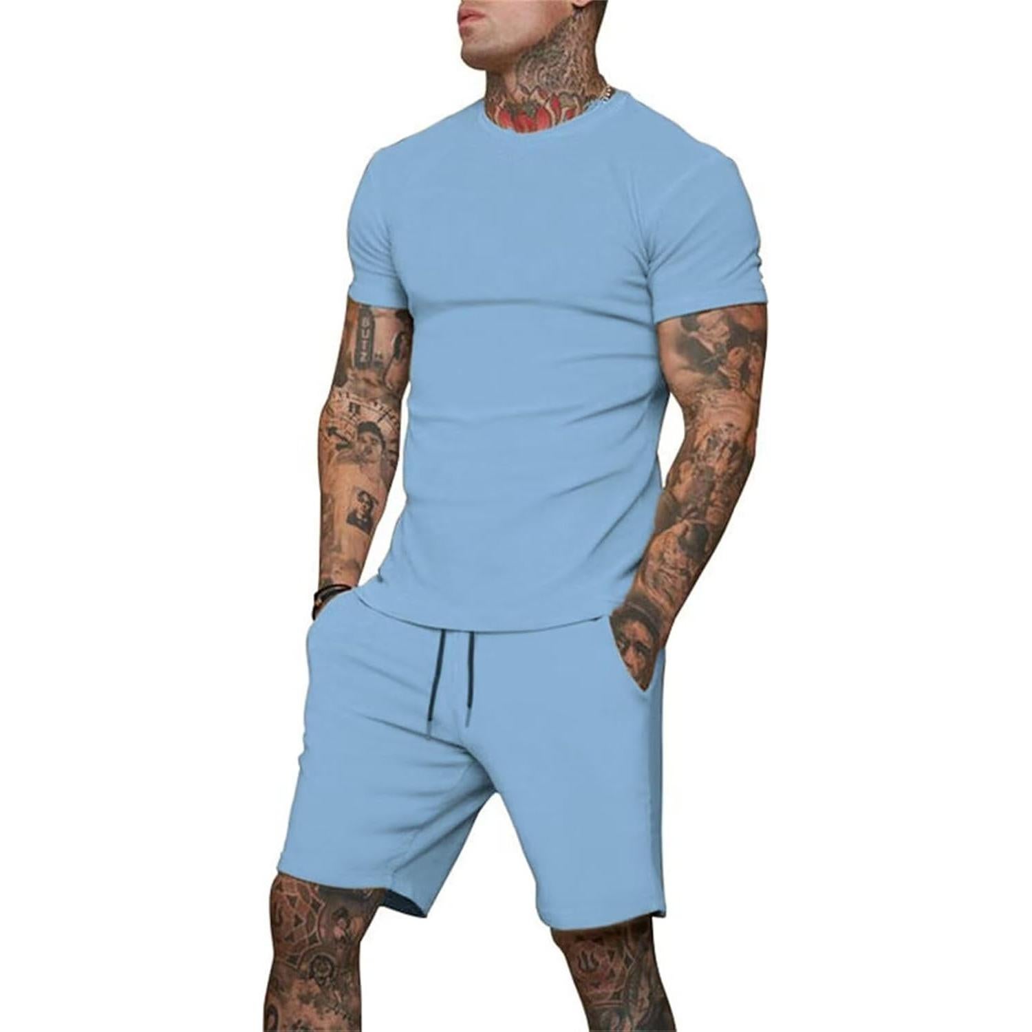 Conjunto Corto para Hombre Uni Clau 2 Piezas Azul Claro