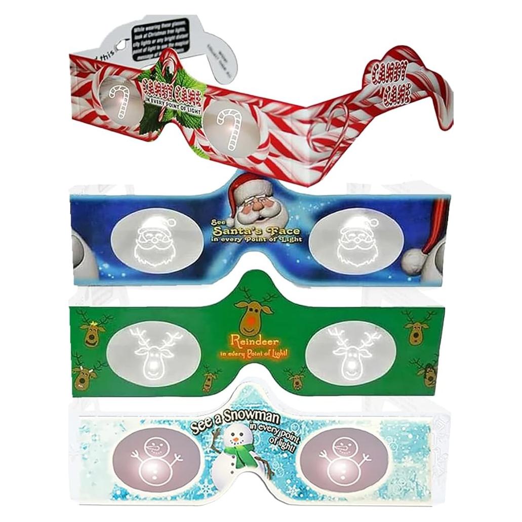 Gafas 3D Navideñas Unisex - Diseño Bastón de Caramelo