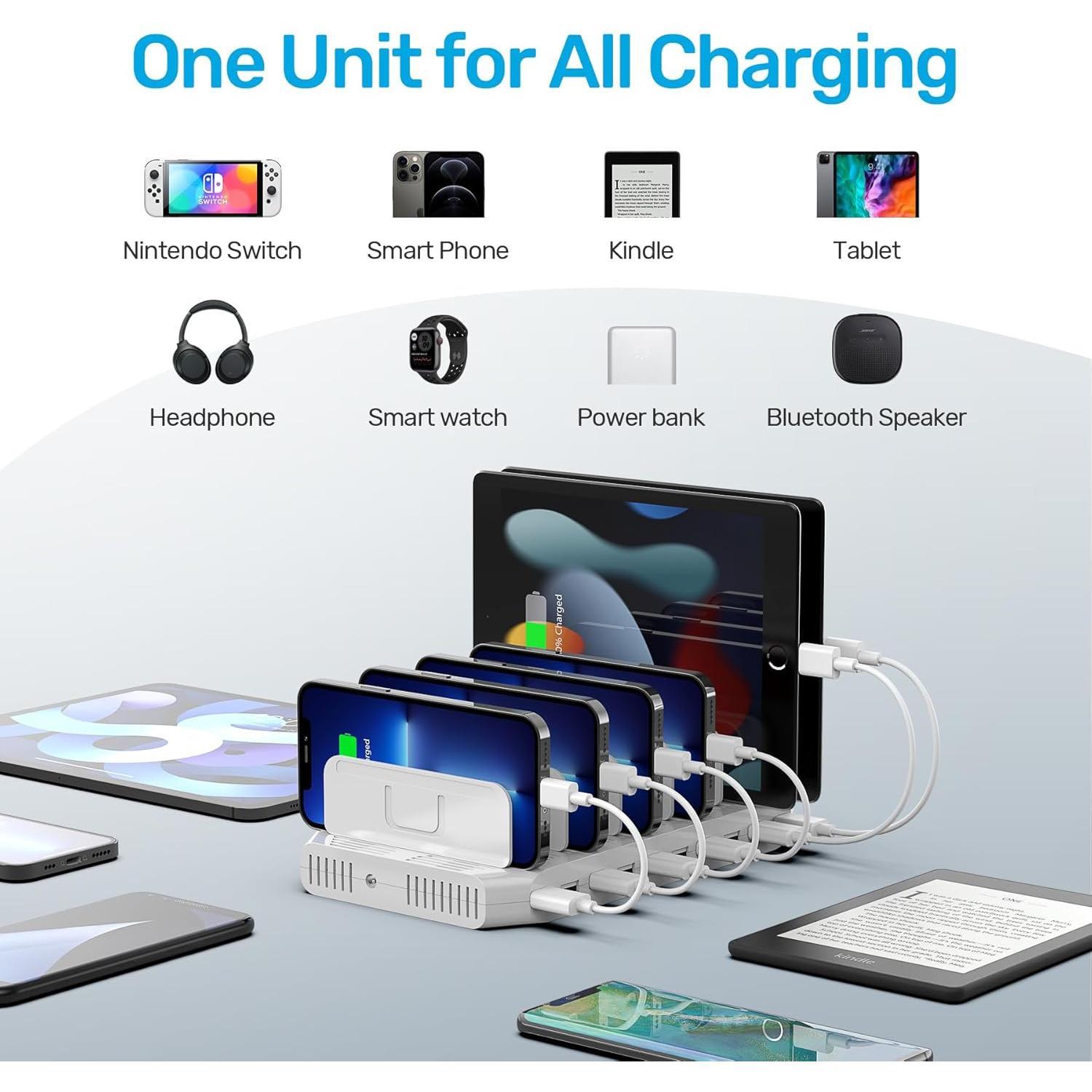 Estación de Carga Múltiple Unitek 10 Puertos USB Rápida