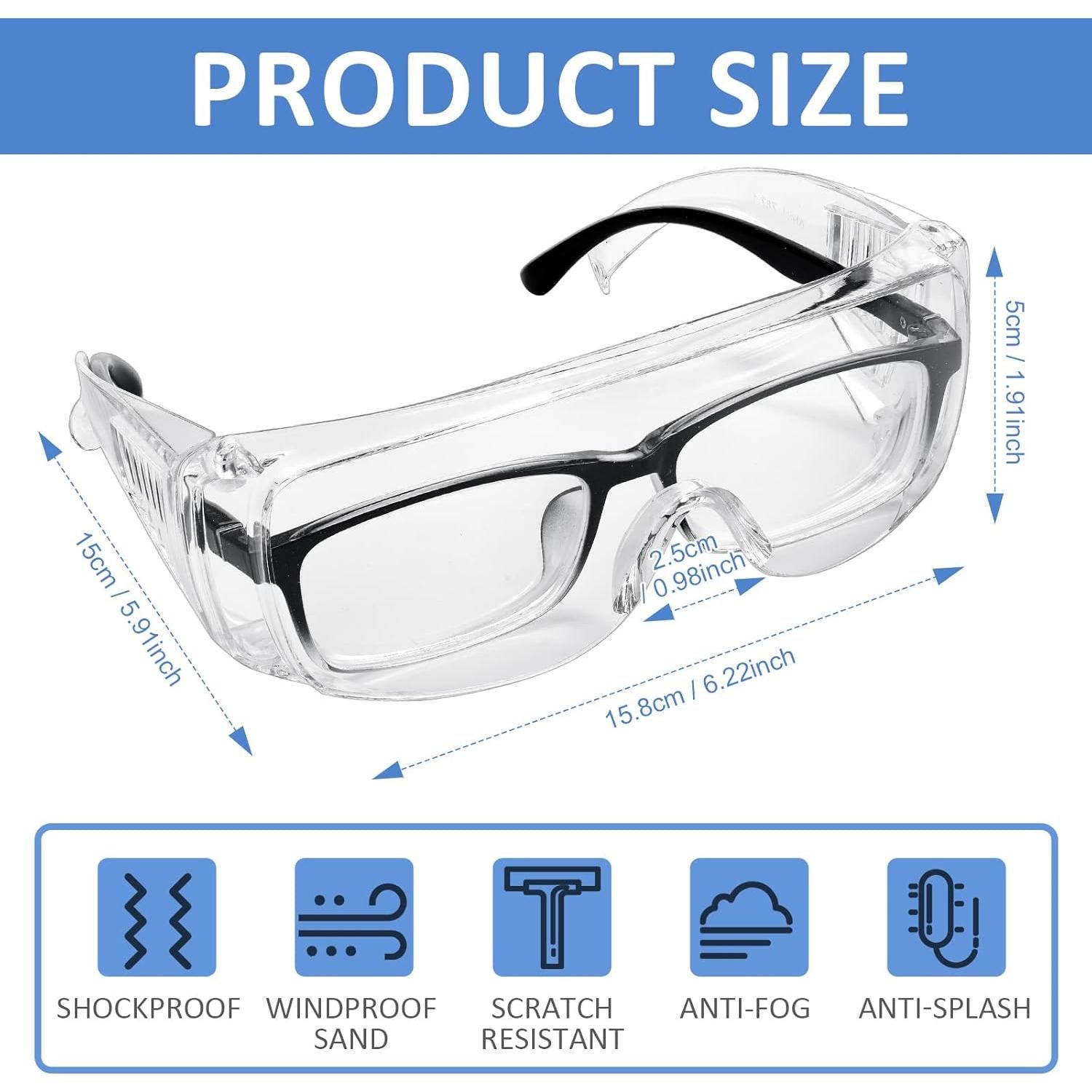 Gafas de Seguridad Queekay 12 Pares Anti Arañazos